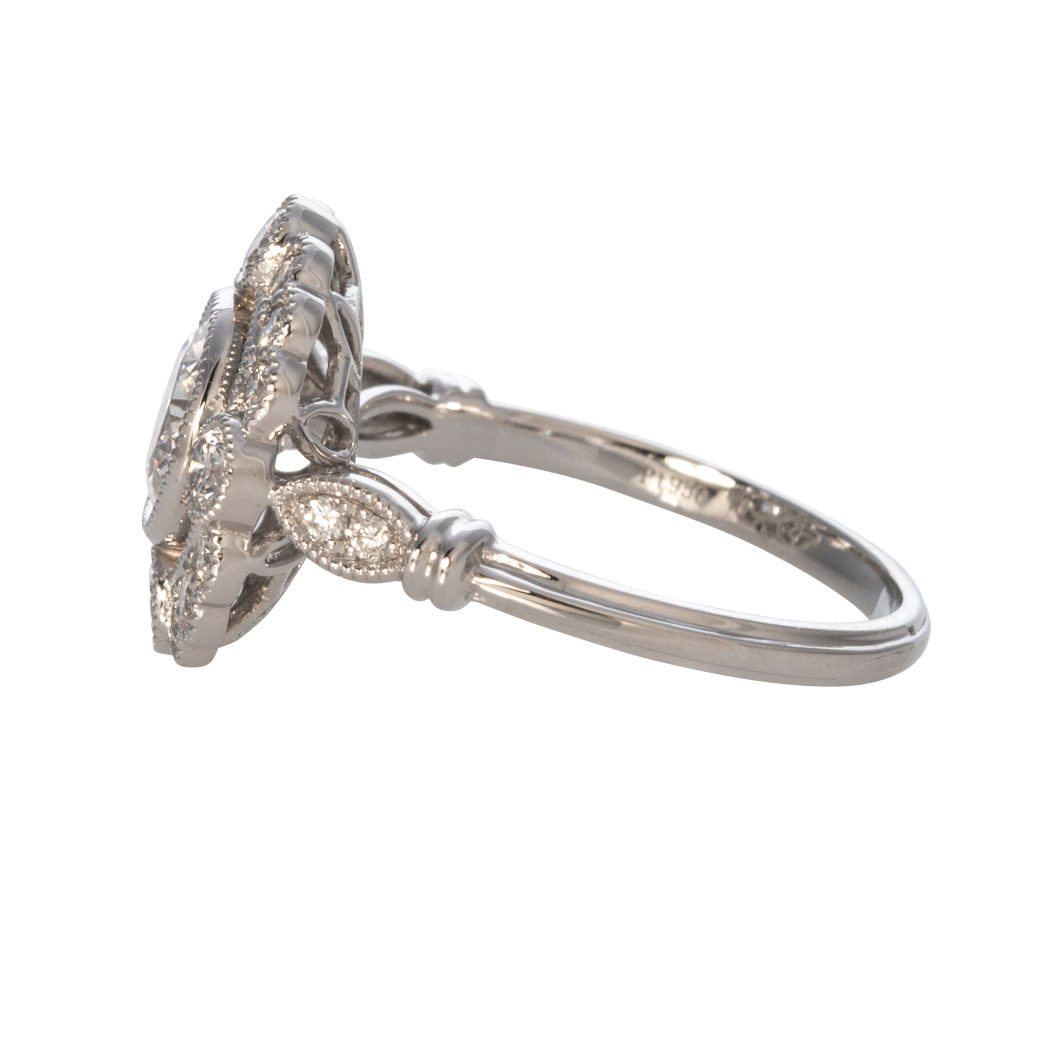 Edwardian Style 1.47ctw Round Brilliant Diamond Platinum Ring