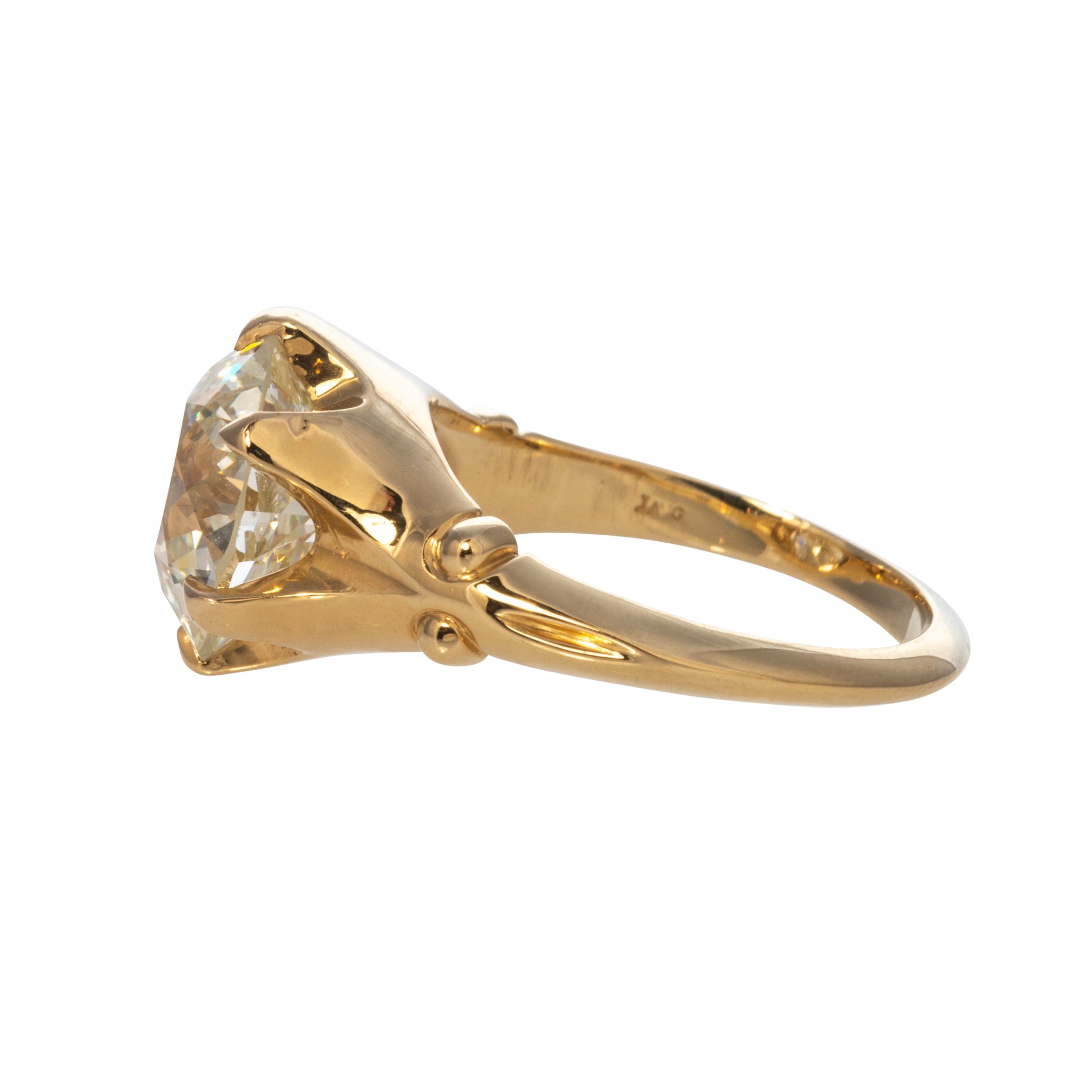 Victorian Style 5.14ct Old European Diamond Solitaire 18K Gold Ring