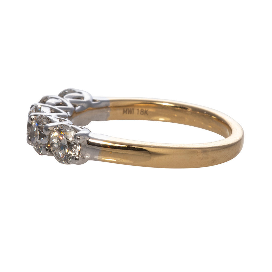 1.55ct Diamond 5-Stone Two Tone 18K Gold Band