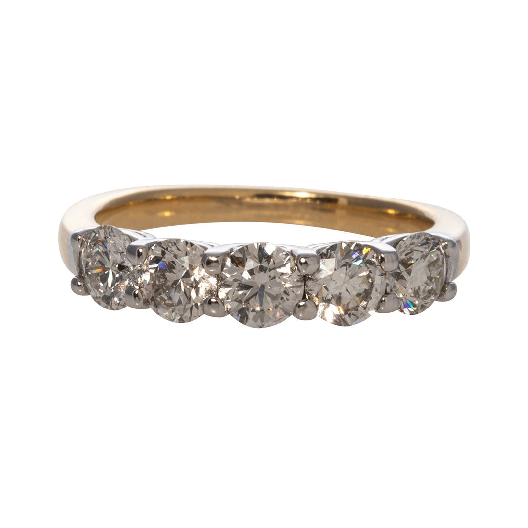 1.55ct Diamond 5-Stone Two Tone 18K Gold Band