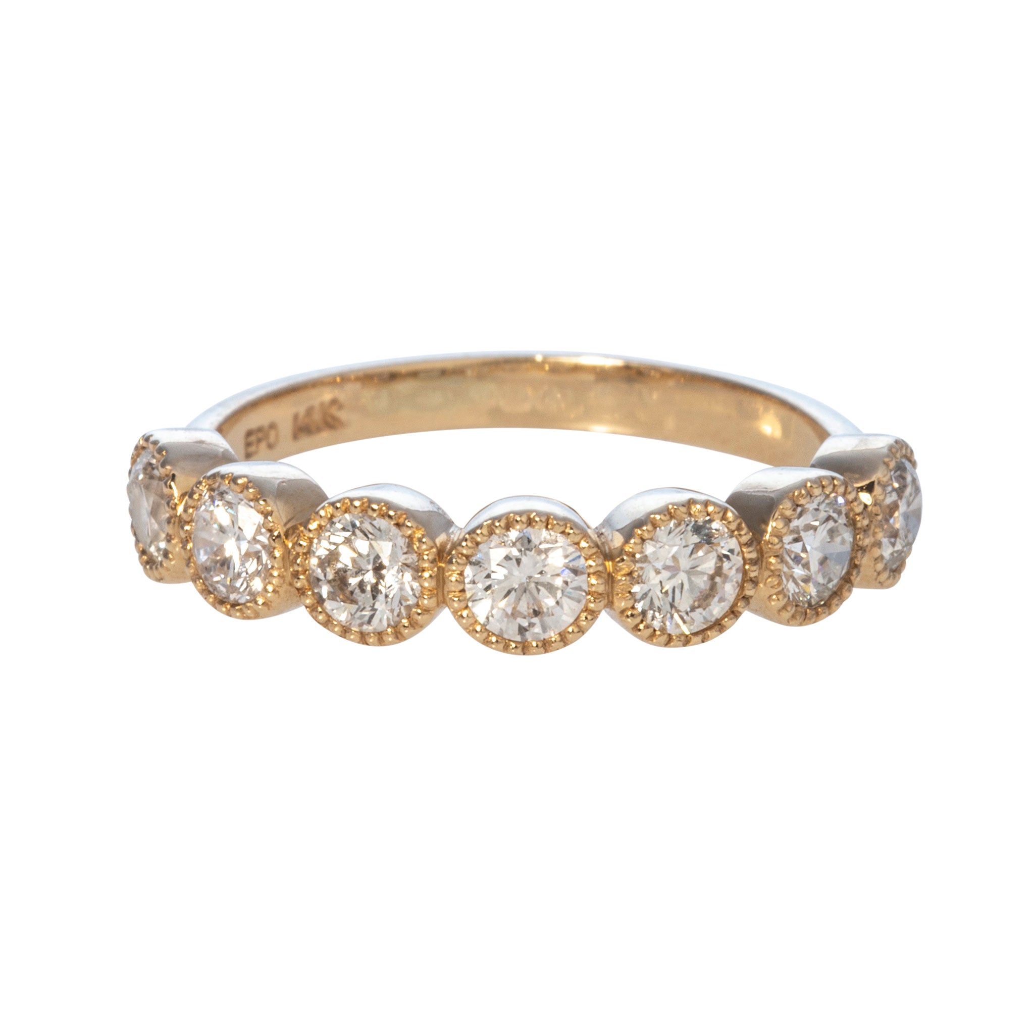 .93ct Diamond Bezel Milgrain Halfway 14K Yellow Gold Band