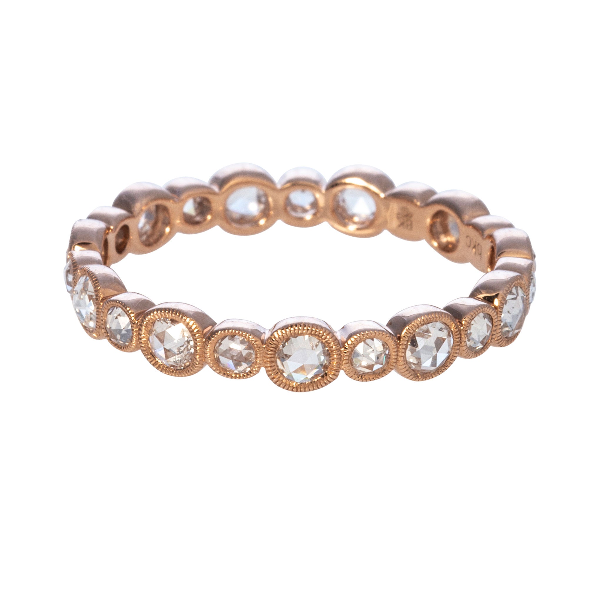 Rose-Cut Diamond Bezel Eternity 18K Rose Gold Band