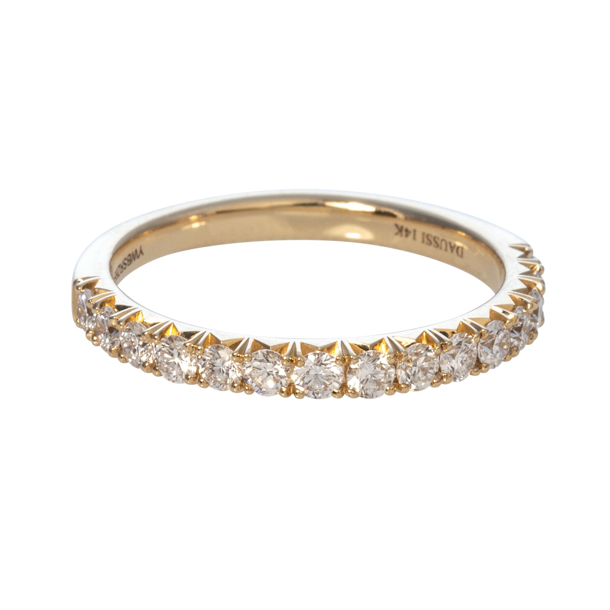 Henri Daussi .45ct Round Diamond Pavé 14K Yellow Gold Halfway Band