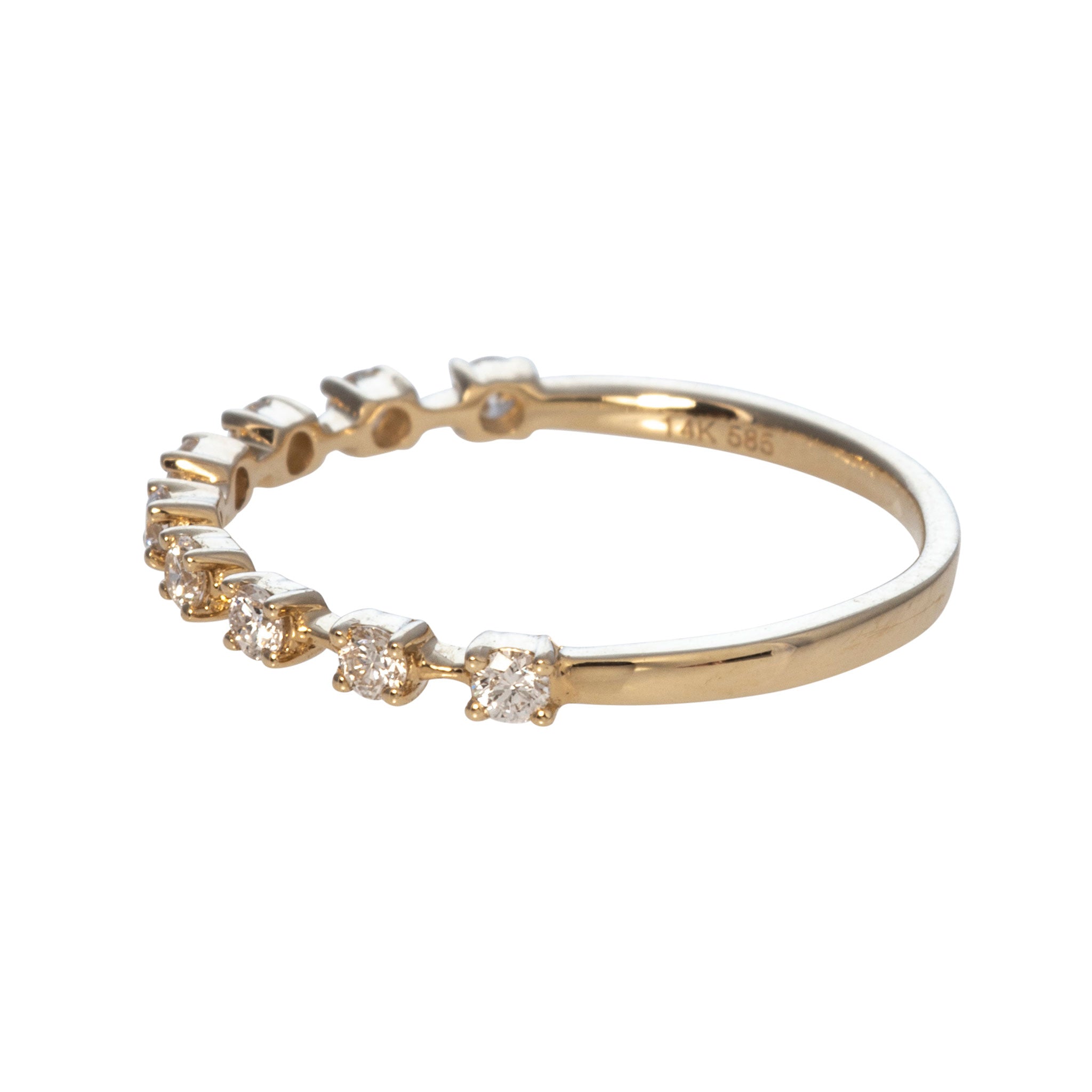 Diamond Bar Spaced 14K Yellow Gold Halfway Band