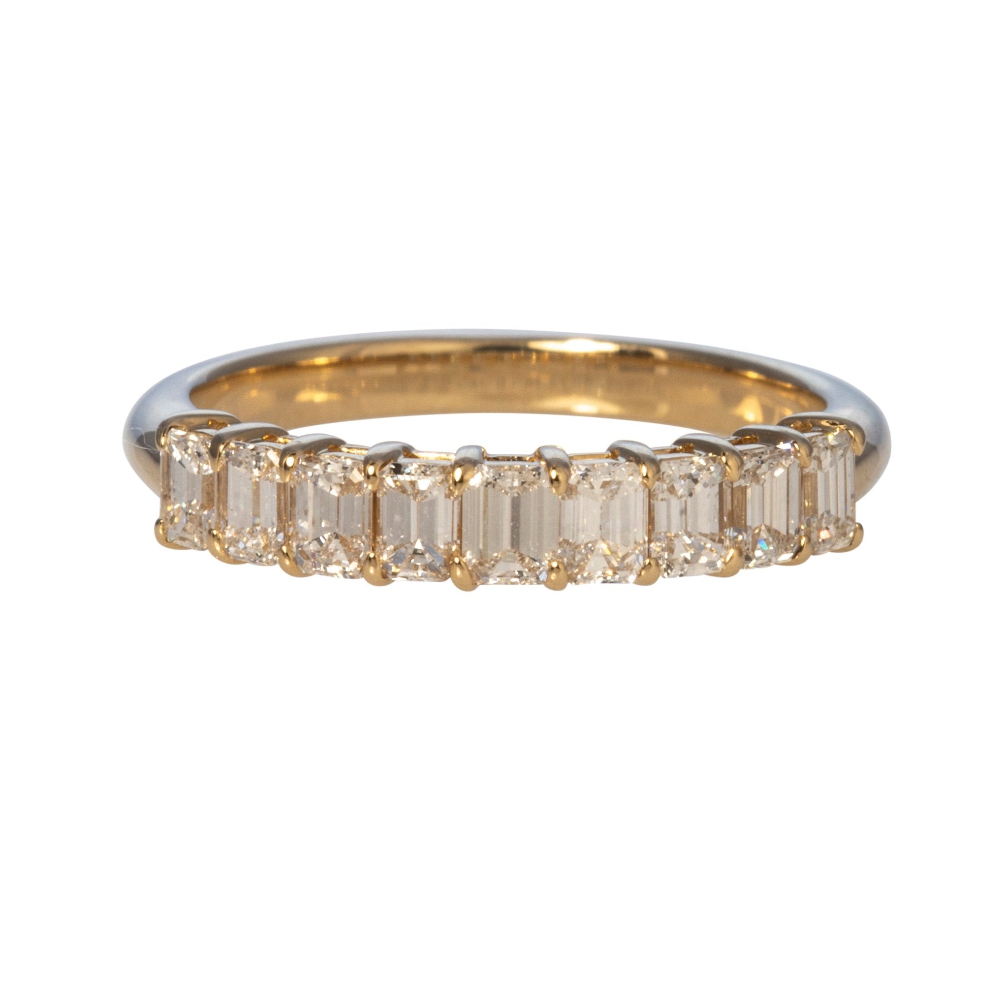 1.0ct Emerald-Cut Diamond Halfway 14K Yellow Gold Band