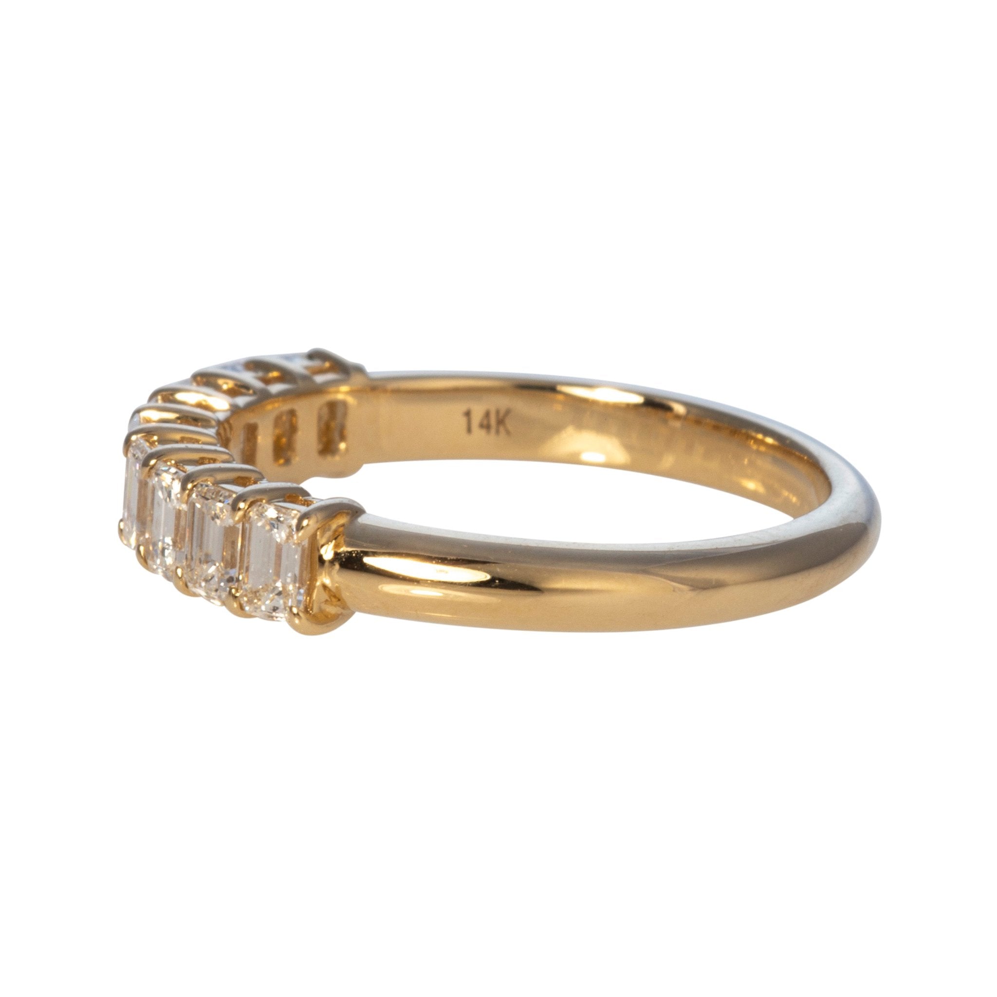 1.0ct Emerald-Cut Diamond Halfway 14K Yellow Gold Band