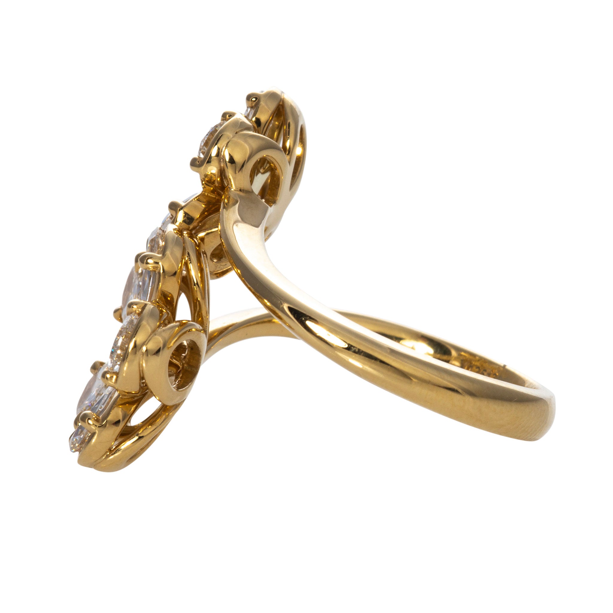 Christopher Designs L’Amour Crisscut Pear Diamond Flower Bypass Ring