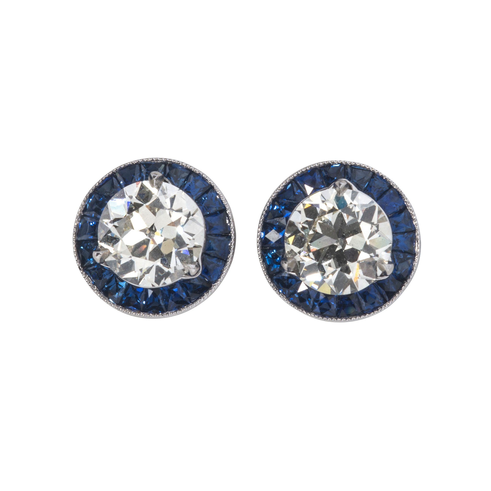 2.50ct Diamond & Sapphire Jacket Platinum Stud Earrings