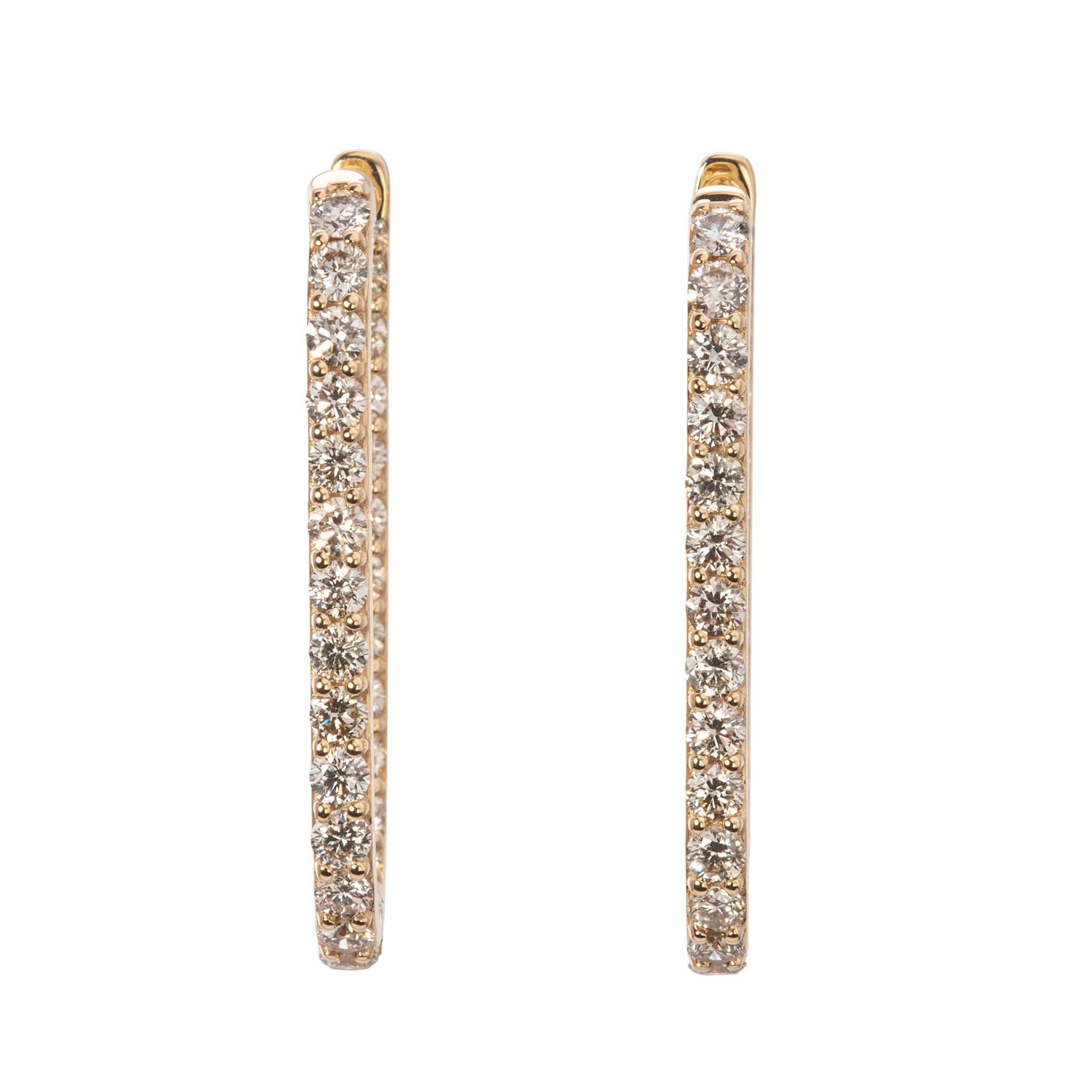 1.5ct Diamond Inside Out 14K Yellow Gold Oblong Hoop Earrings