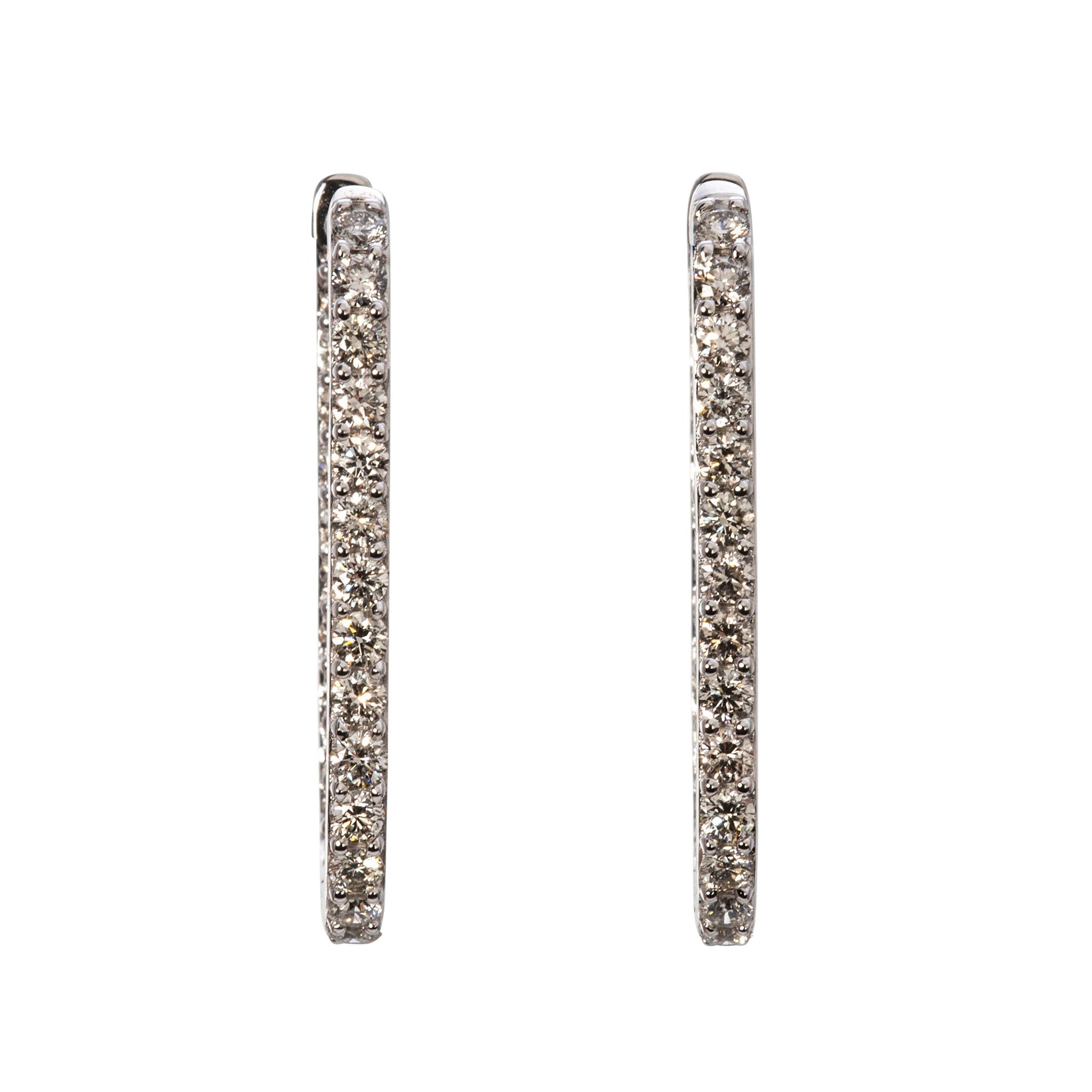 2ct Diamond Inside Out 14K White Gold Oblong Hoop Earrings