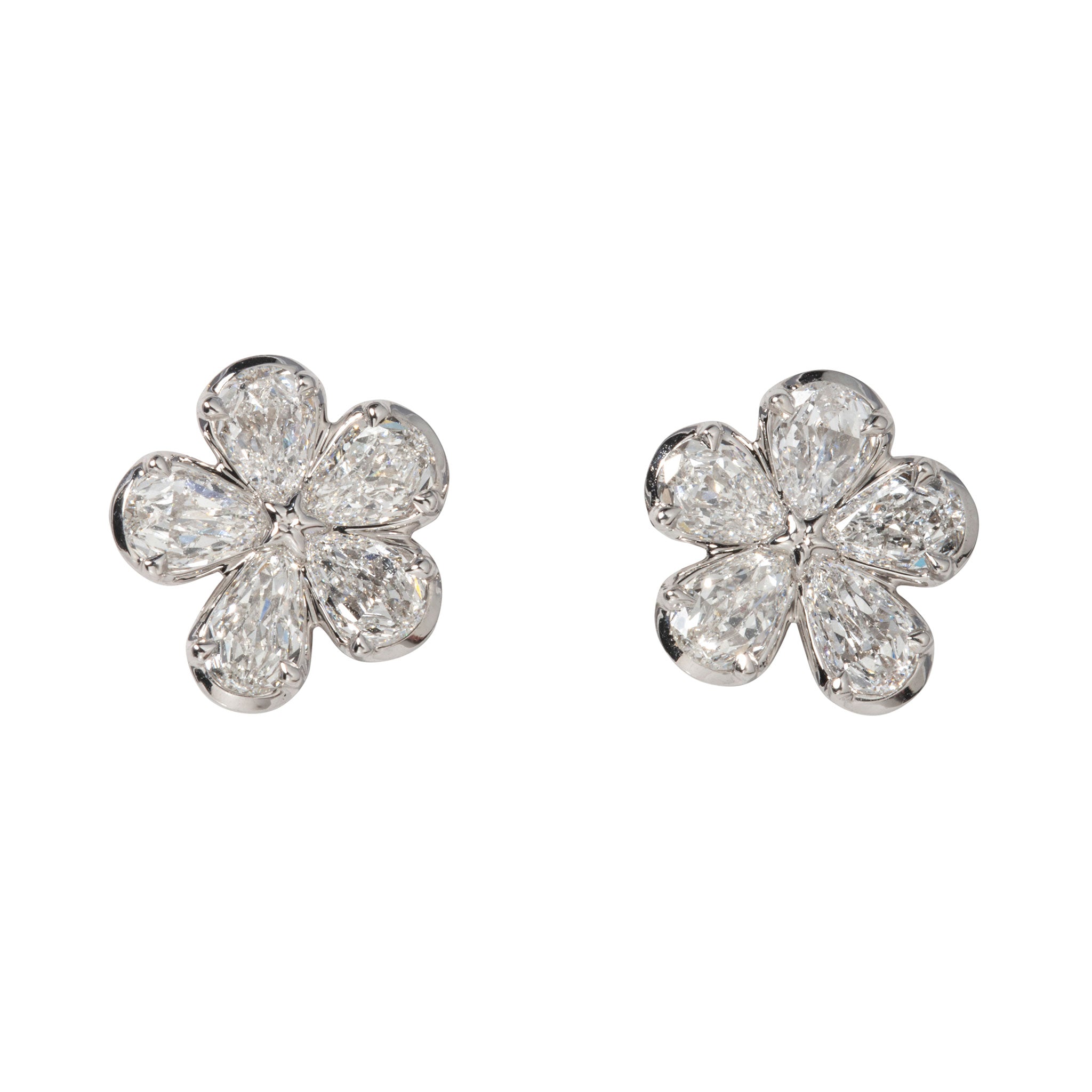 Christopher Designs 1.88ctw L’Amour Crisscut Pear Diamond Flower Earrings