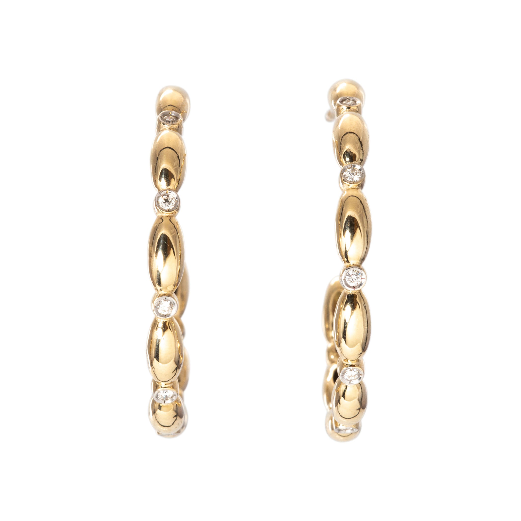 The Mary Diamond Polished Oval Bead Hoop Earrings