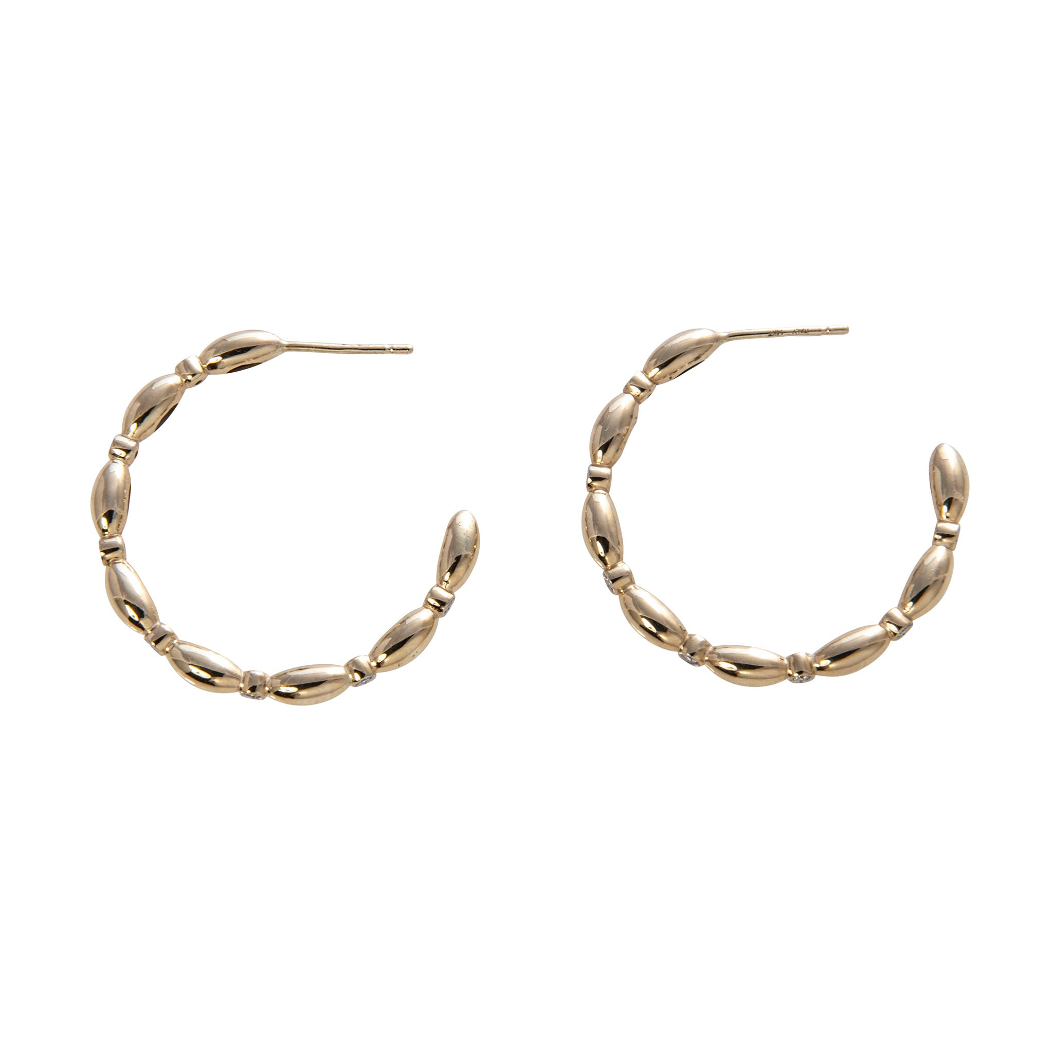 The Mary Diamond Polished Oval Bead Hoop Earrings