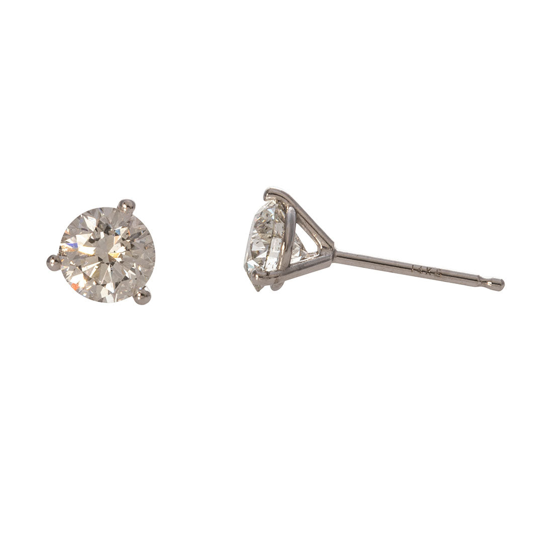 14k Yellow Gold 1.50tdw Diamond Solitaire Earrings | Dunkin's Diamonds