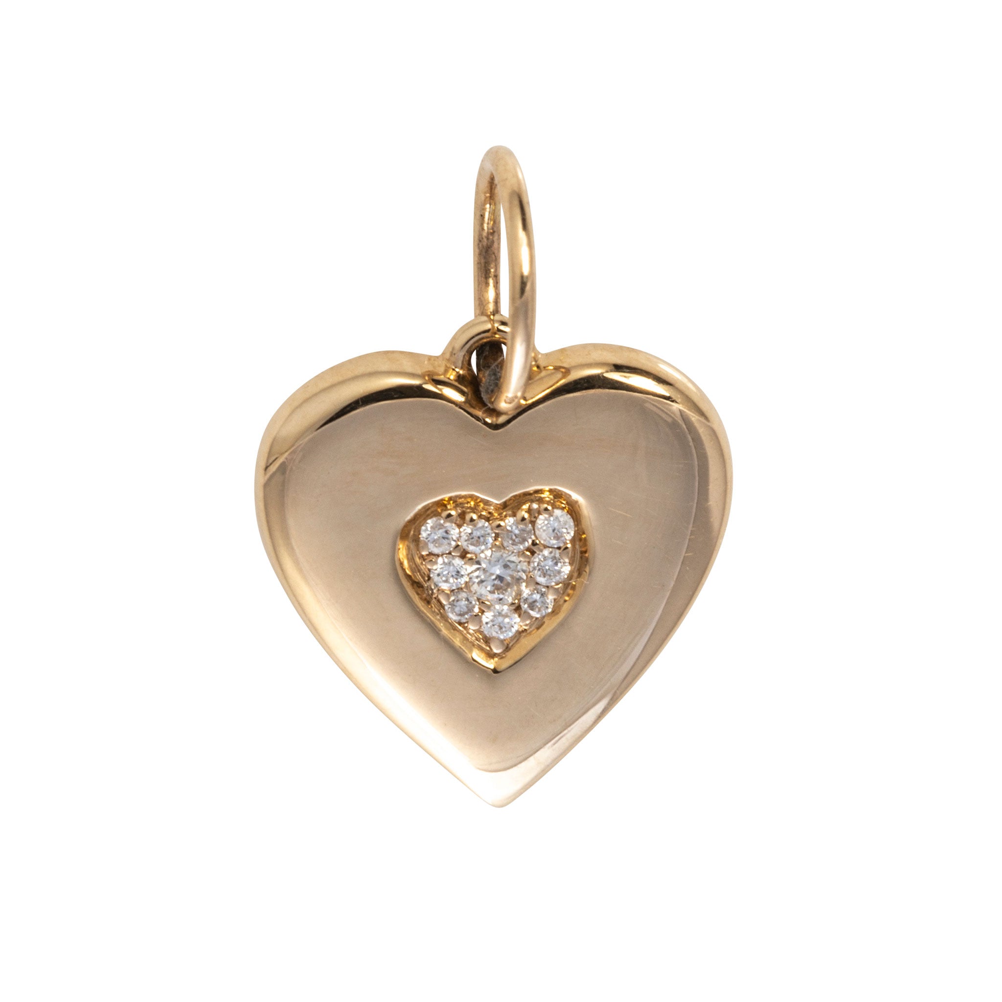 Diamond Pavé Cluster 14K Yellow Gold Heart Charm