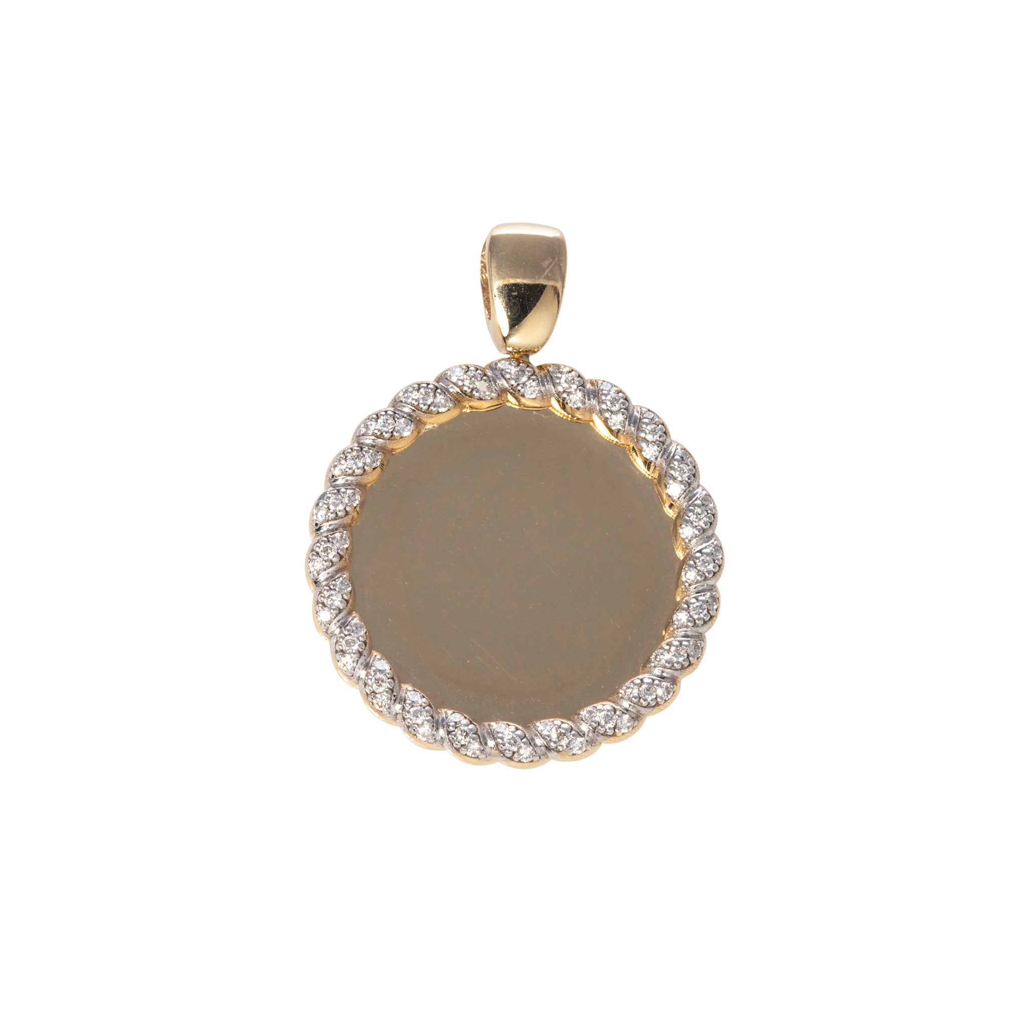 The Mary Collection Diamond Rope Edge Disc Pendant Small