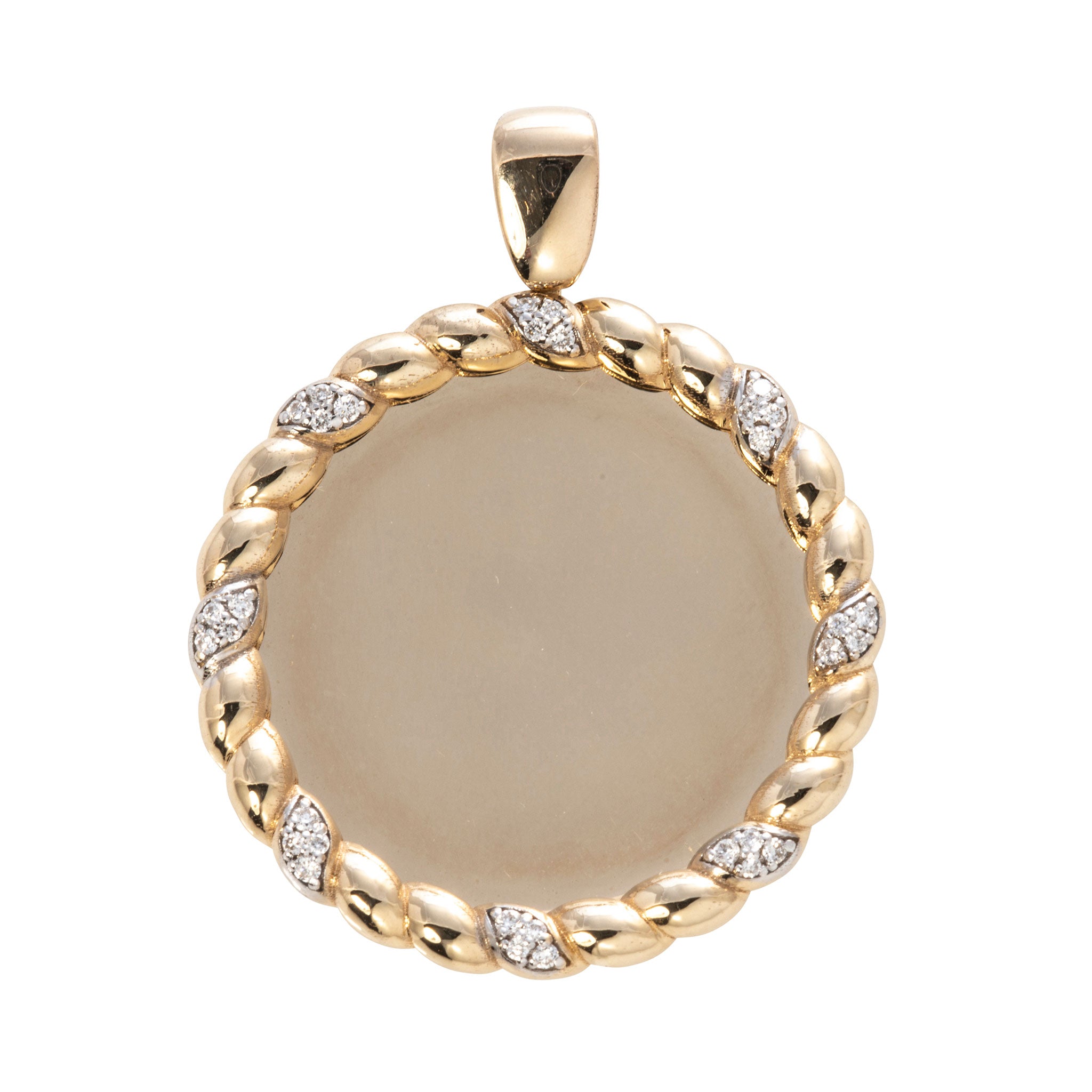 The Mary Diamond Accent Rope Edge Disc Pendant Medium