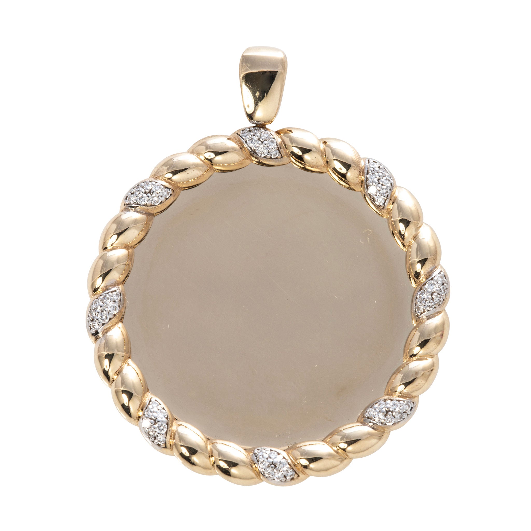 The Mary Diamond Accent Rope Edge Disc Pendant Large