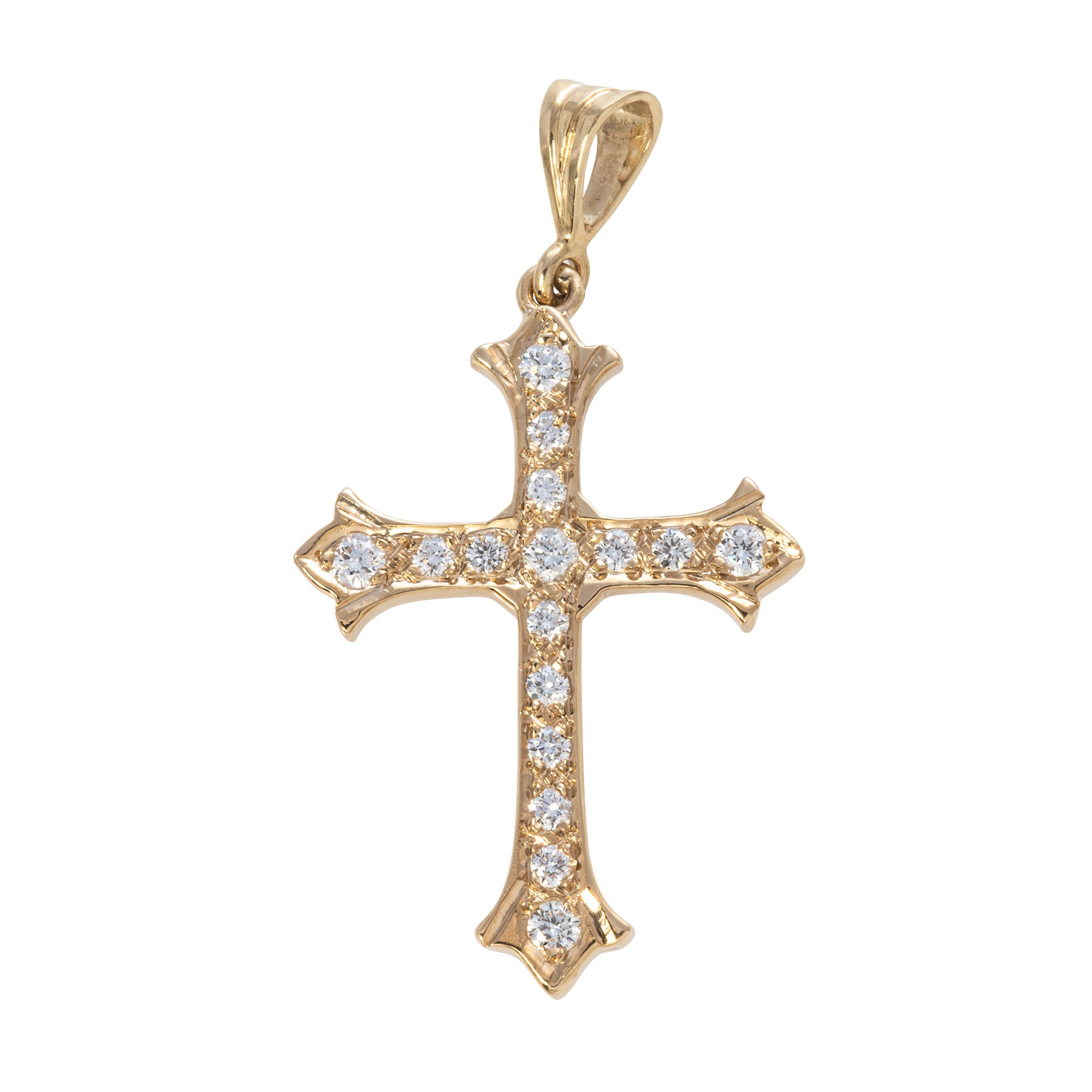 .33ctw Diamond 14K Yellow Gold Cross Pendant