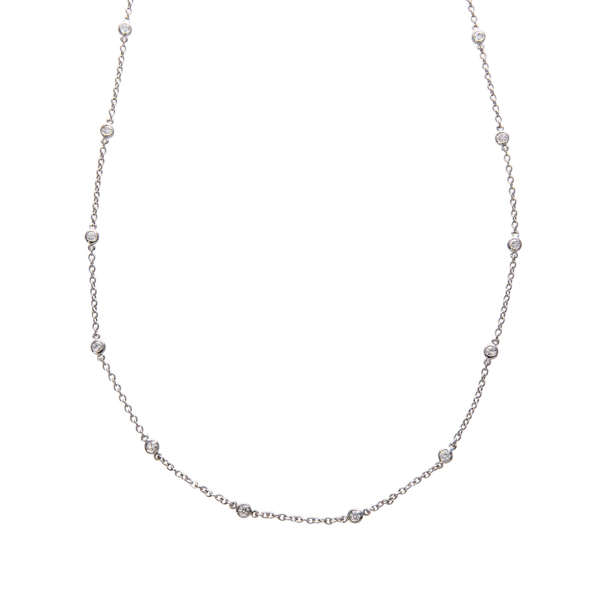 .56ct Diamond by the Yard 14 Station 14K White Gold Necklace