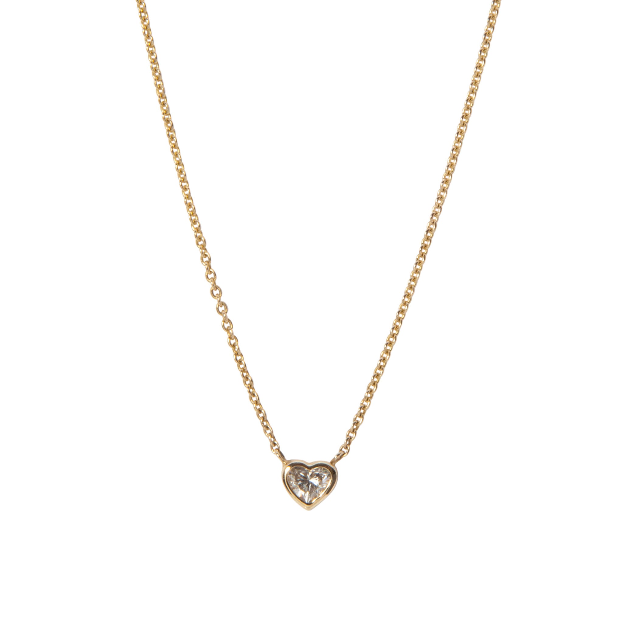 Diamond Heart Bezel Set 14K Yellow Gold Necklace