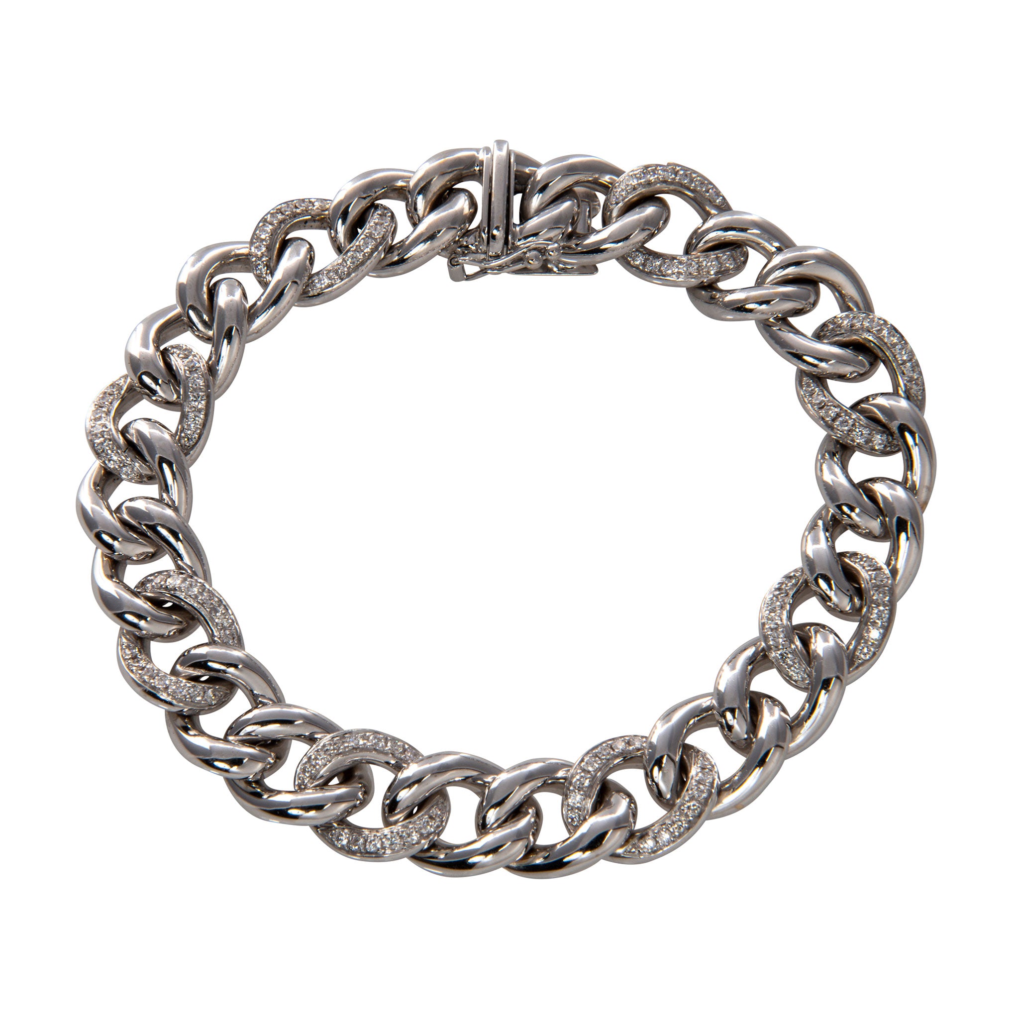 Top Pave Diamond Round Interlink Bracelet Connector, (02-NC)