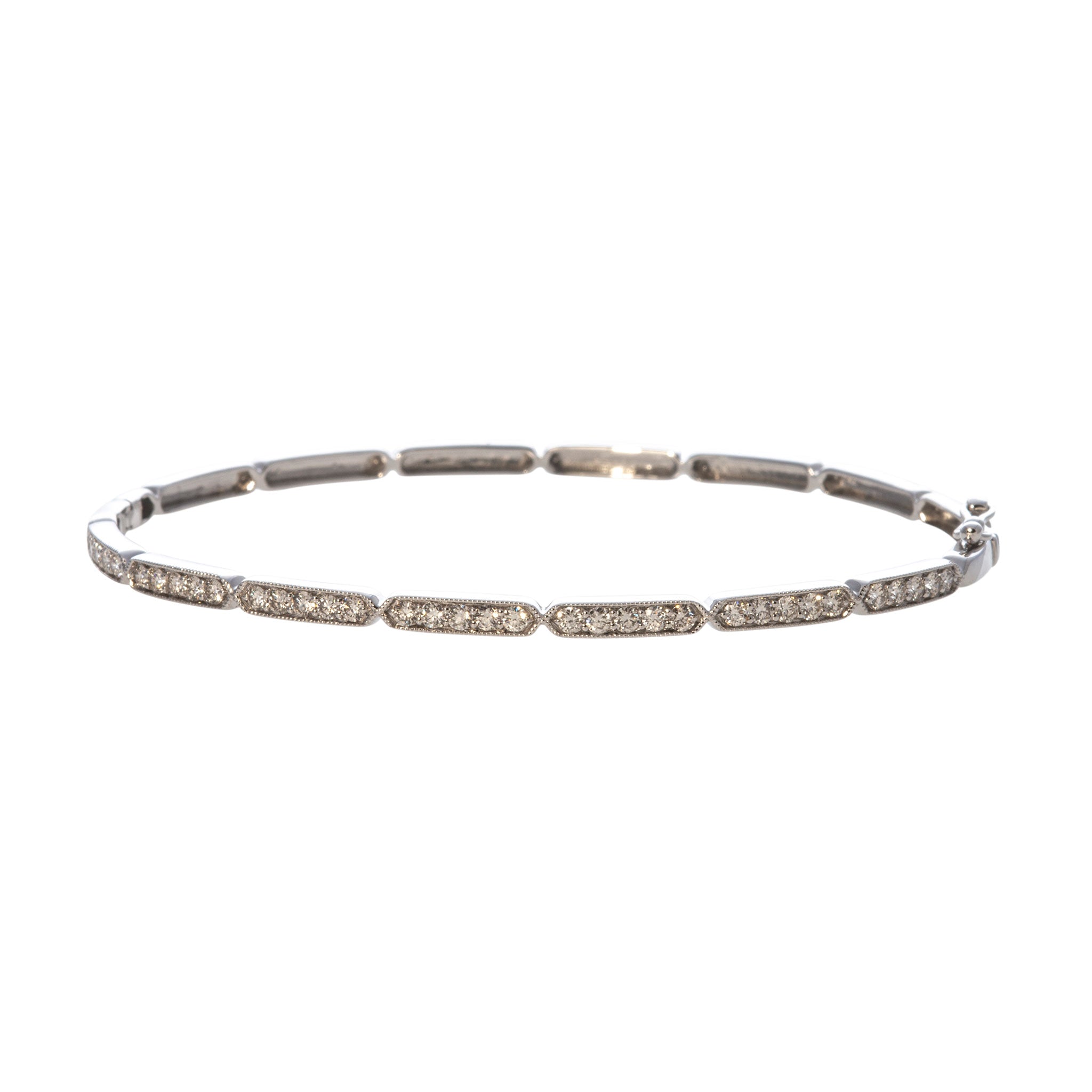 Diamond Pavé Milgrain 14K White Gold Bangle