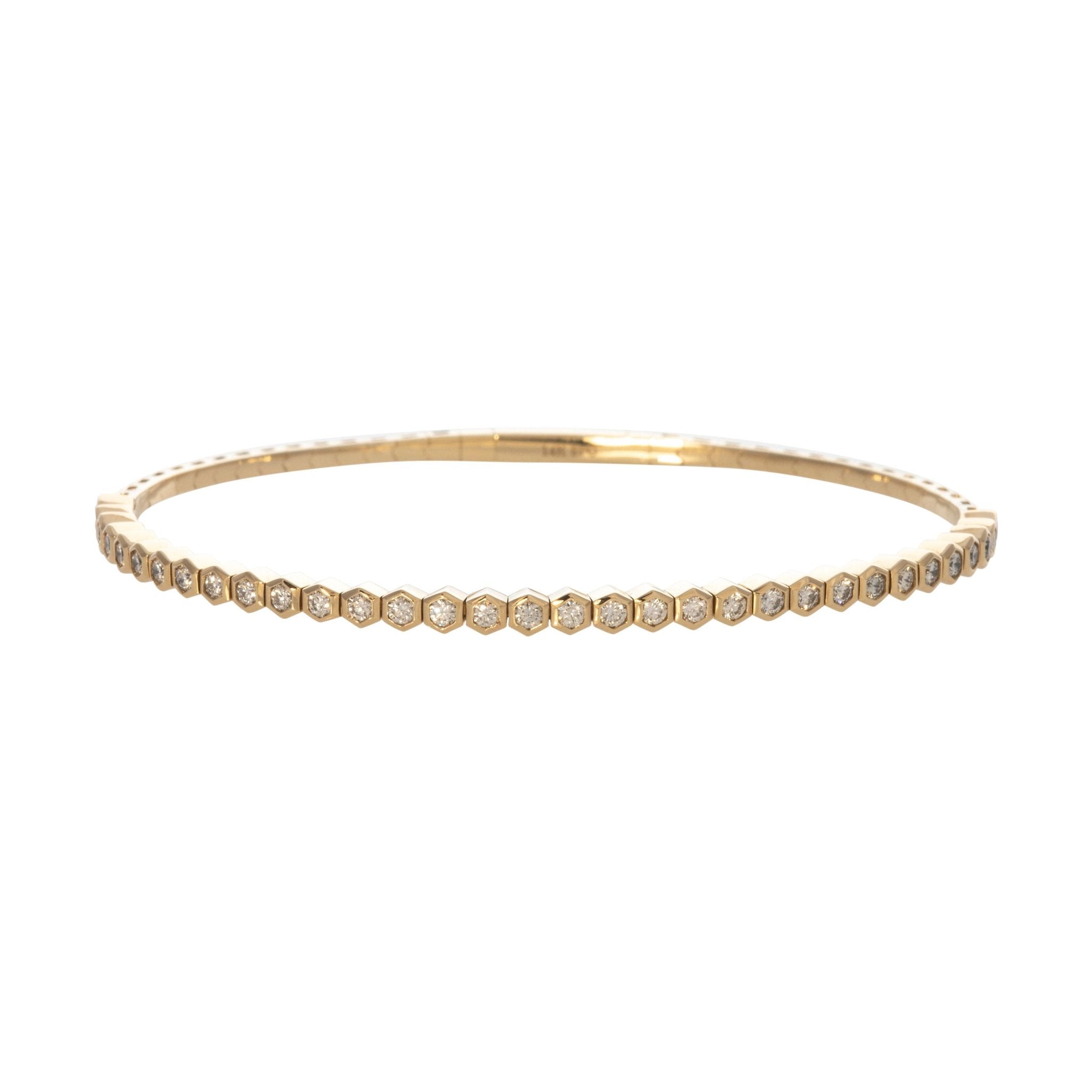 .80ct Diamond 14K Yellow Gold Flexible Cuff Bangle