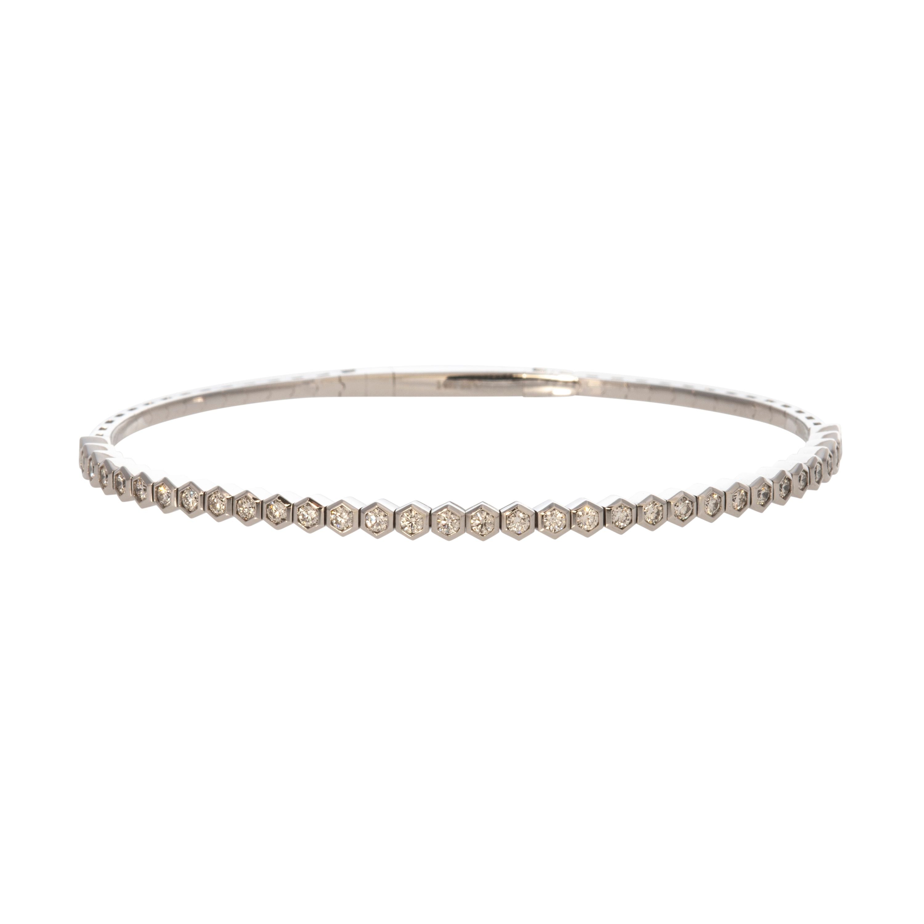 .80ct Diamond 14K White Gold Flexible Cuff Bangle