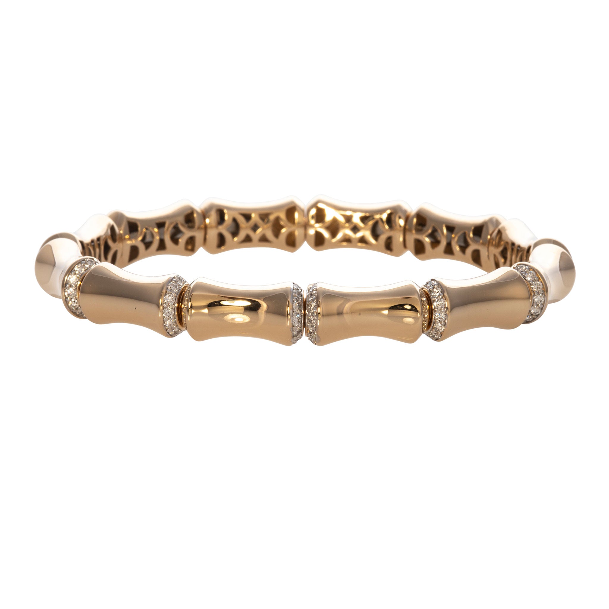 Diamond 14K Yellow Gold Bamboo Memory Cuff