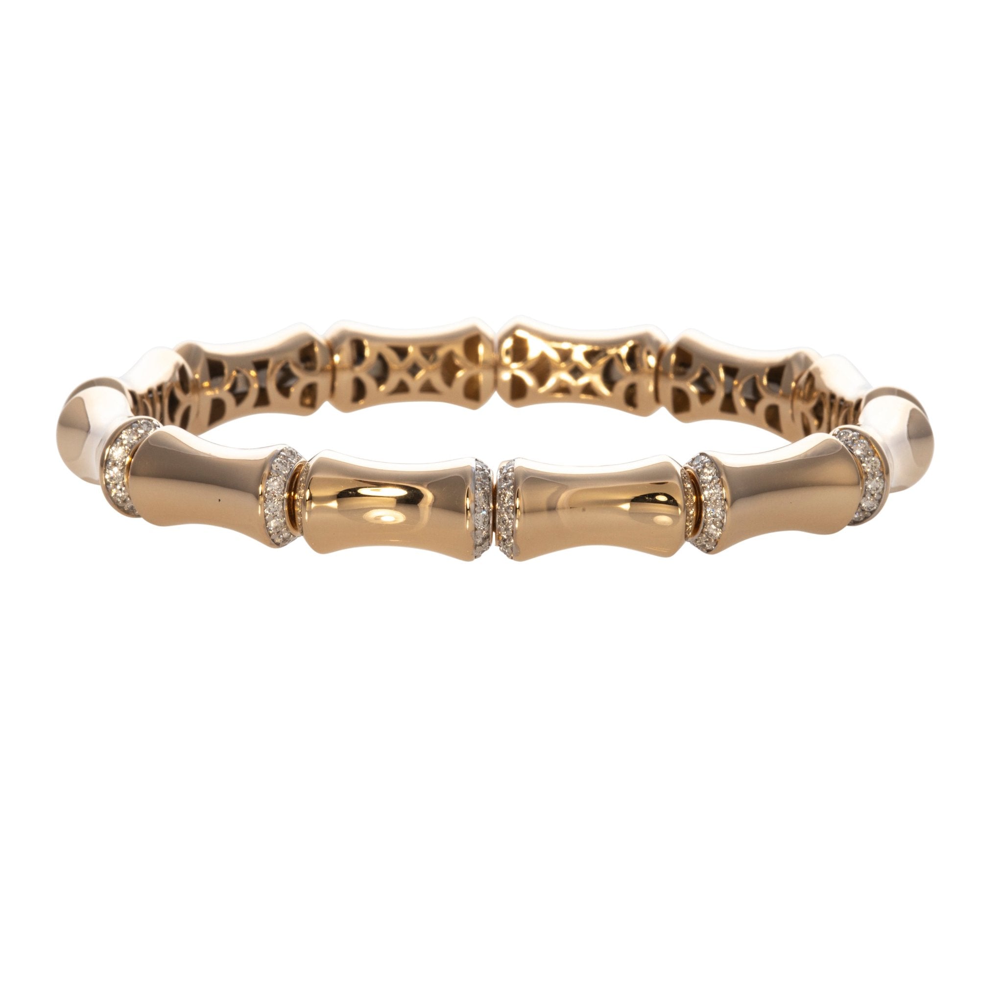 Diamond 14K Yellow Gold Bamboo Memory Cuff