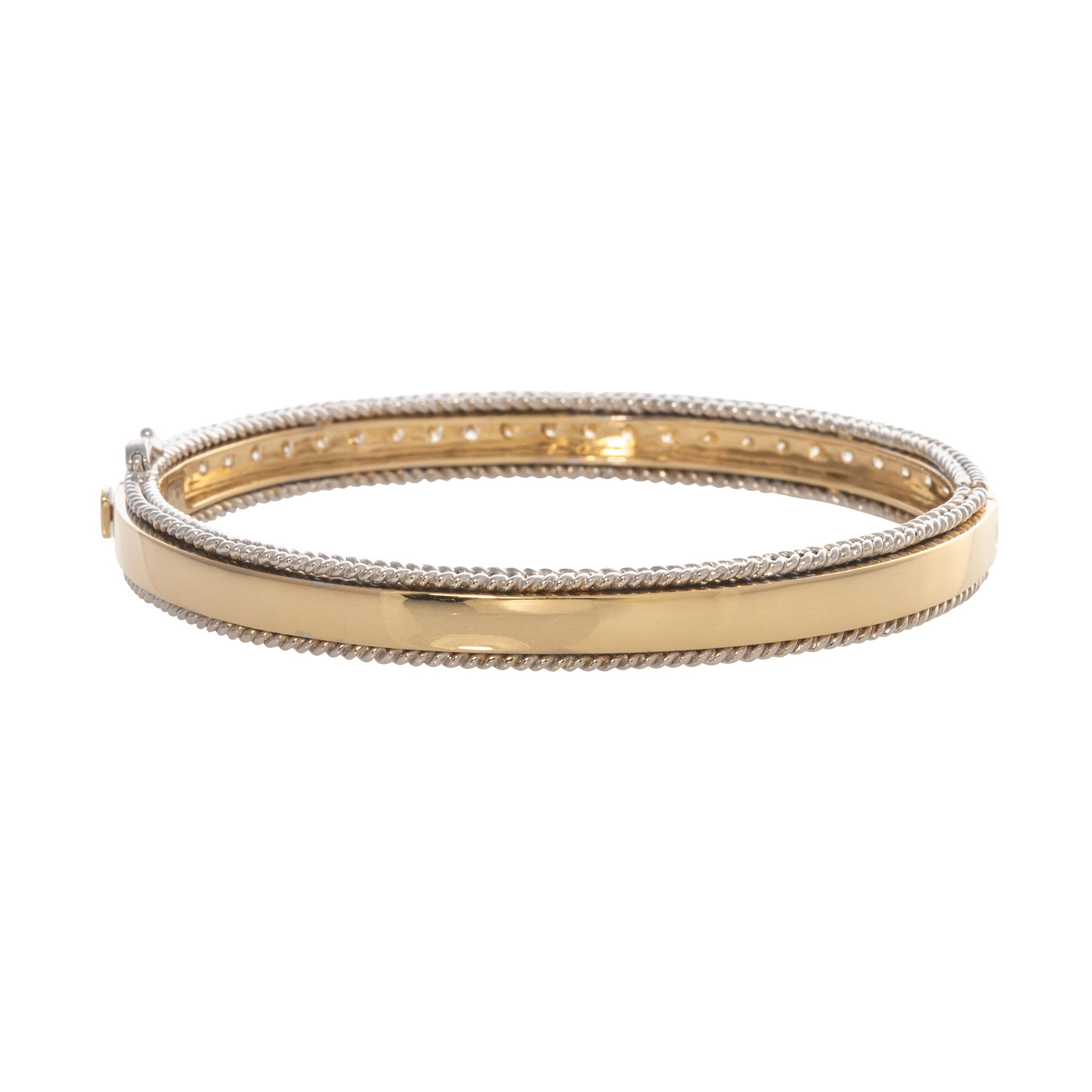 1.62ctw Diamond Two-Tone 14K Gold Rope Trim Bangle