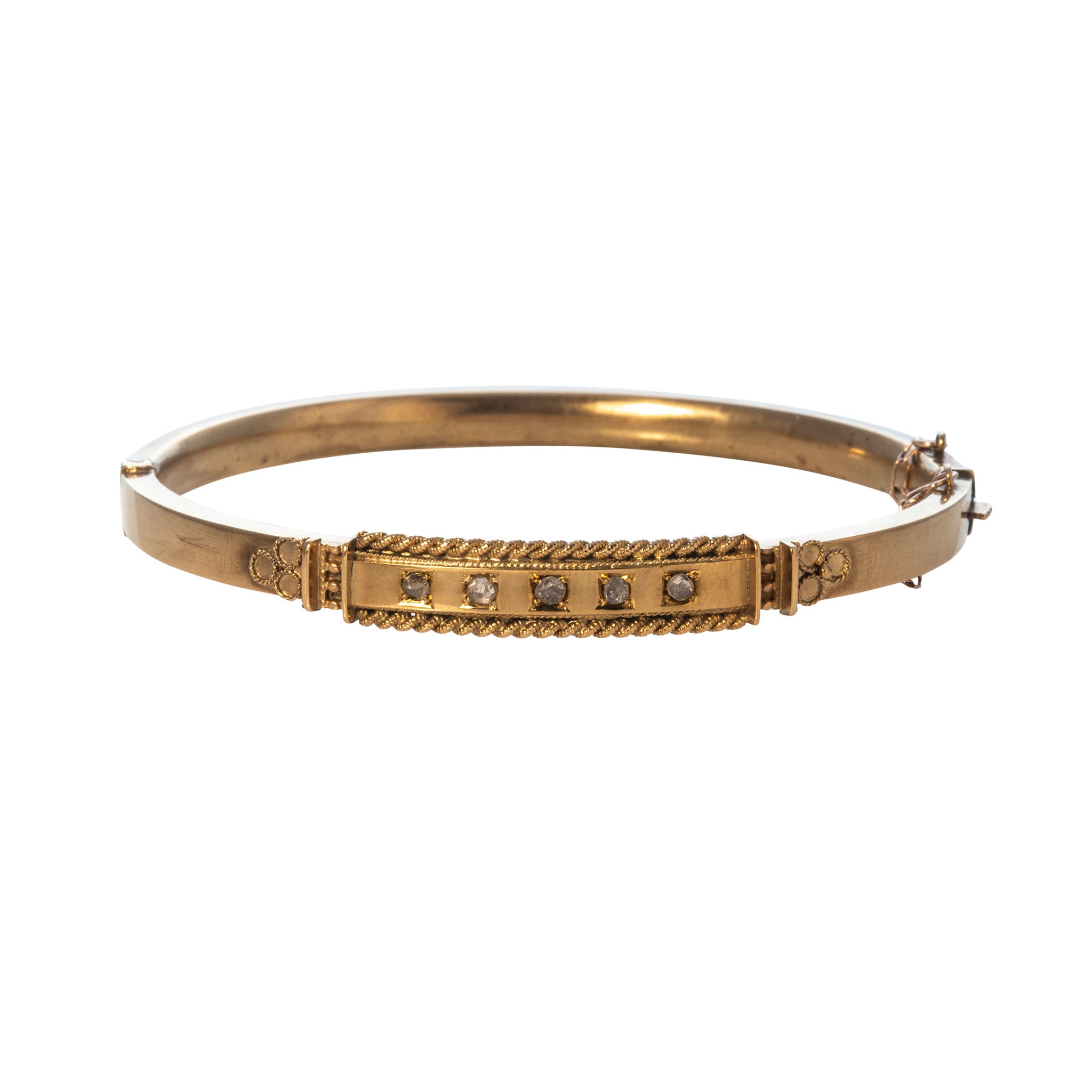 Victorian Diamond 9K Yellow Gold Bangle