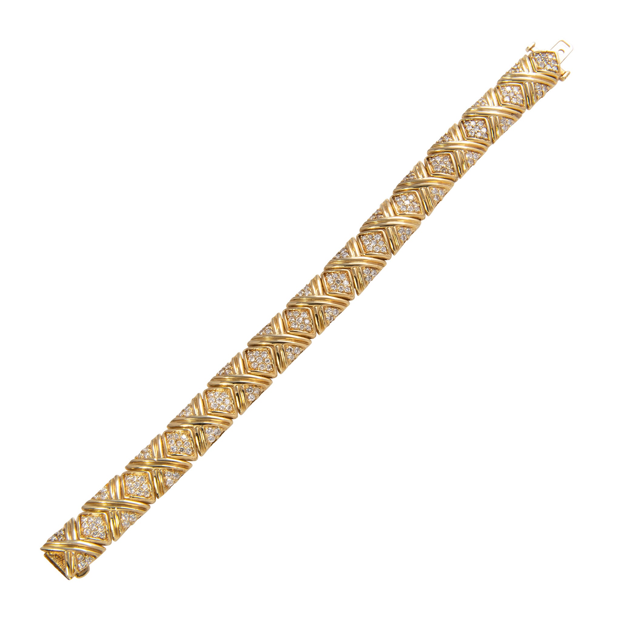 Vintage 4ctw Diamond 14K Yellow Gold Bracelet