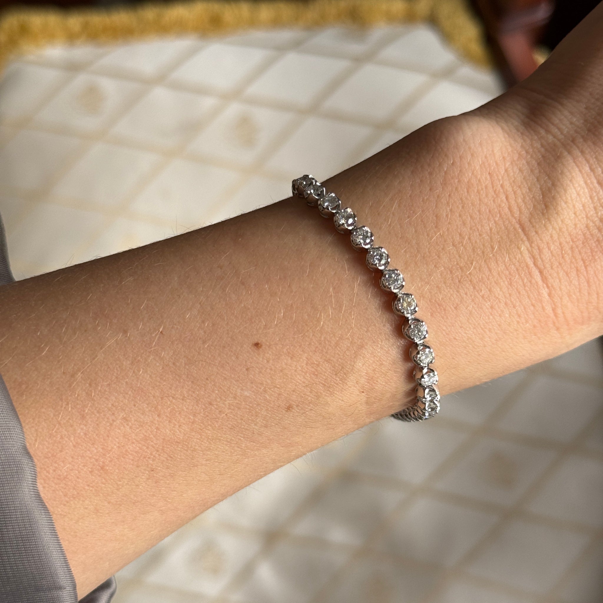 Estate 5ct Diamond Platinum Bracelet