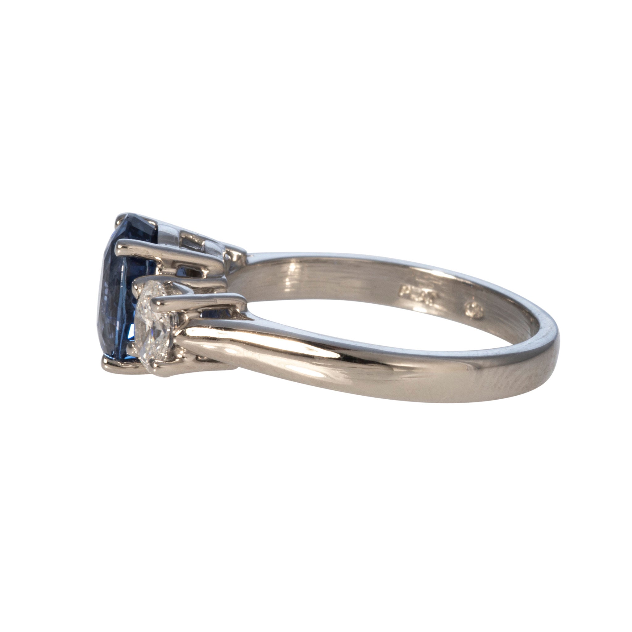 2.20ctw Oval Sapphire & Diamond Three-Stone Platinum Ring