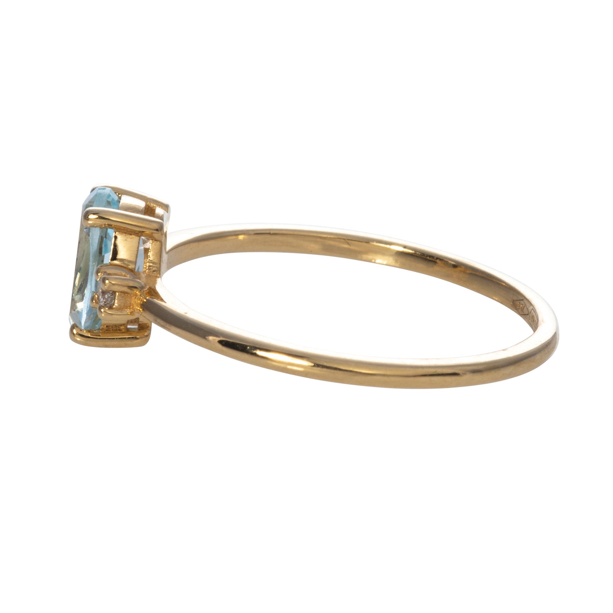 Oval Blue Topaz & Diamond 18K Gold Ring