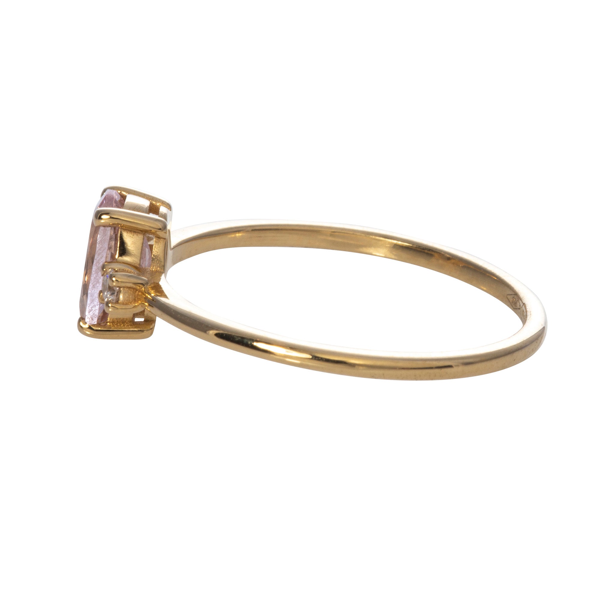 Oval Pink Morganite & Diamond 18K Gold Ring