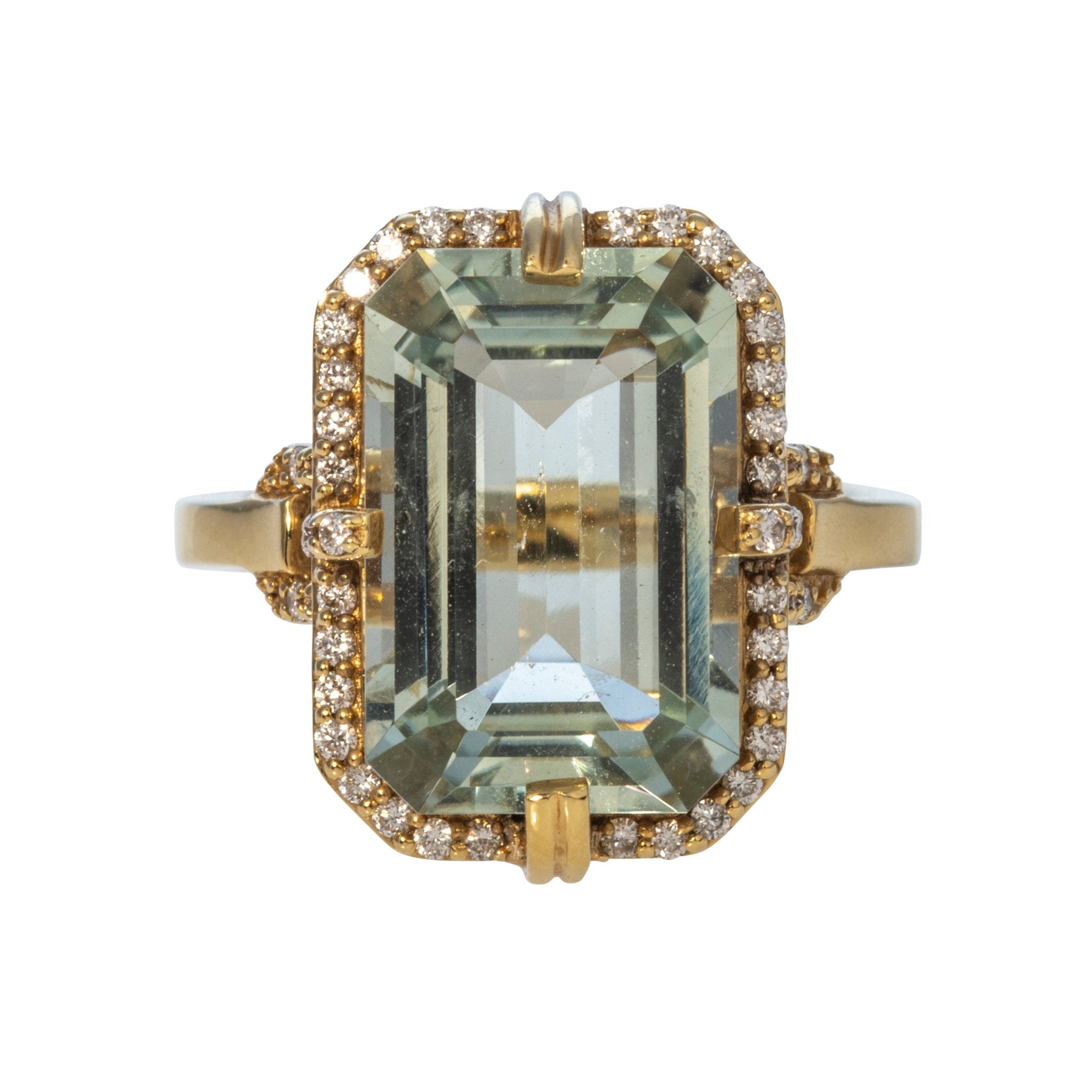 Goshwara Emerald-Cut Prasiolite & Diamond 18K Gold Ring