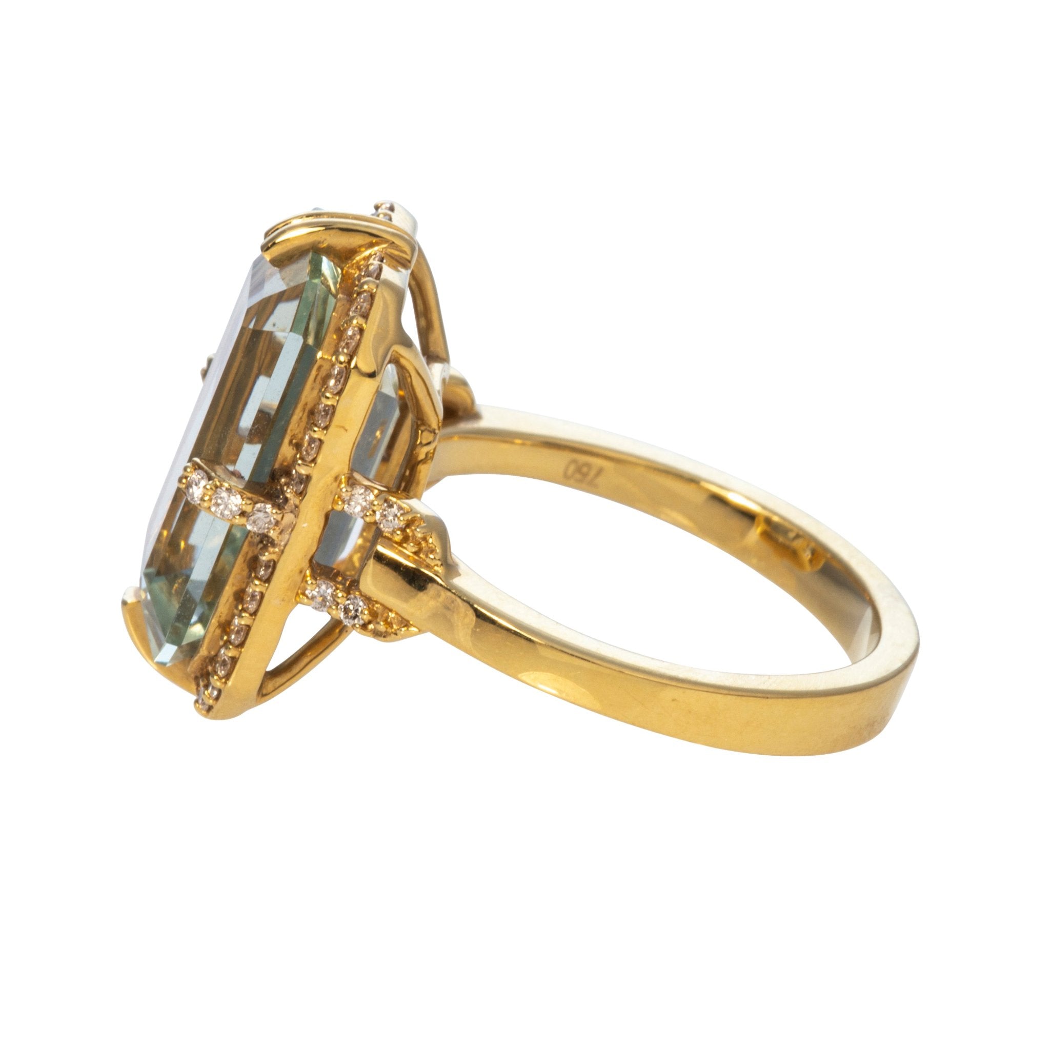 Goshwara Emerald-Cut Prasiolite & Diamond 18K Gold Ring