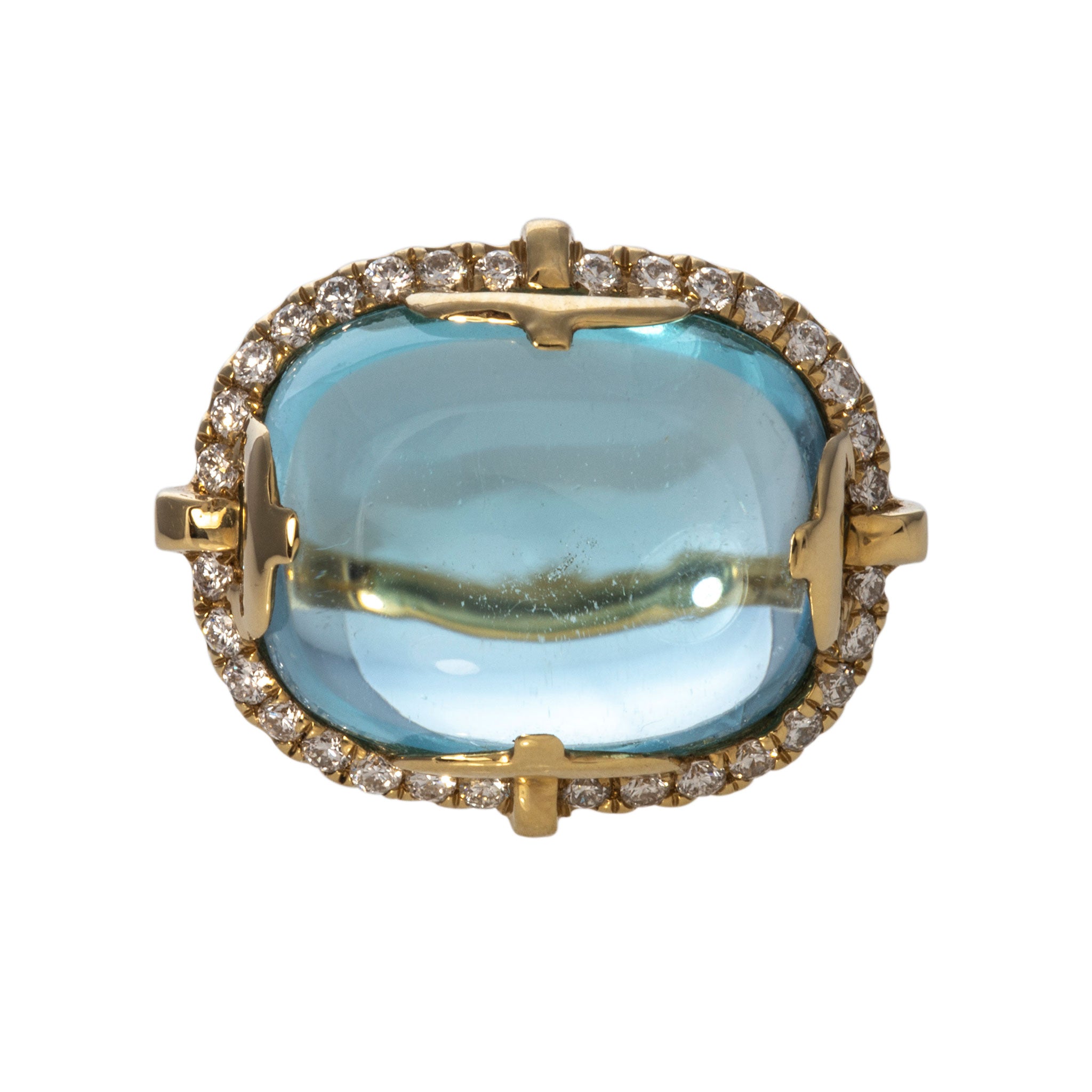 Goshwara Cushion Cabochon Blue Topaz 18K Gold Ring