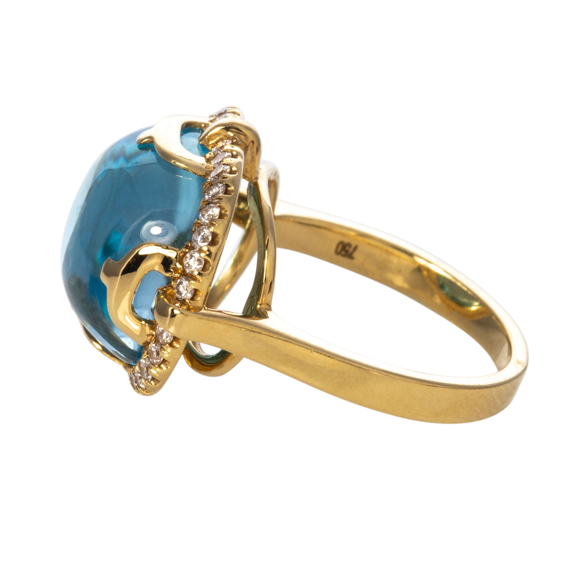 Goshwara Cushion Cabochon Blue Topaz 18K Gold Ring