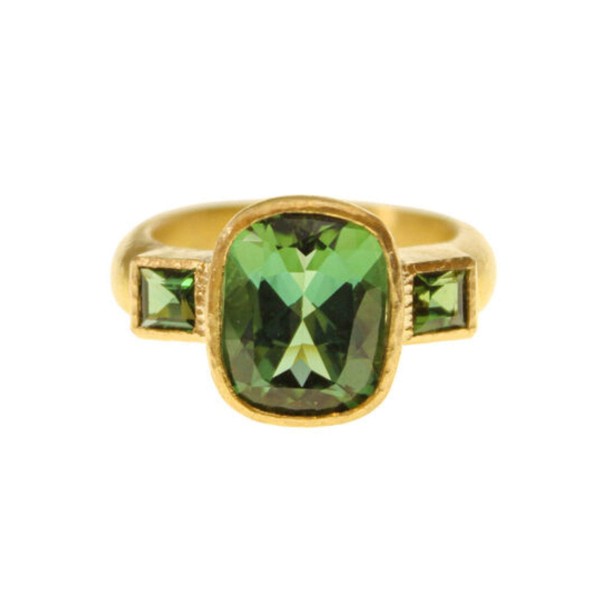 Elizabeth Locke Faceted Green Tourmaline Three-Stone Ring