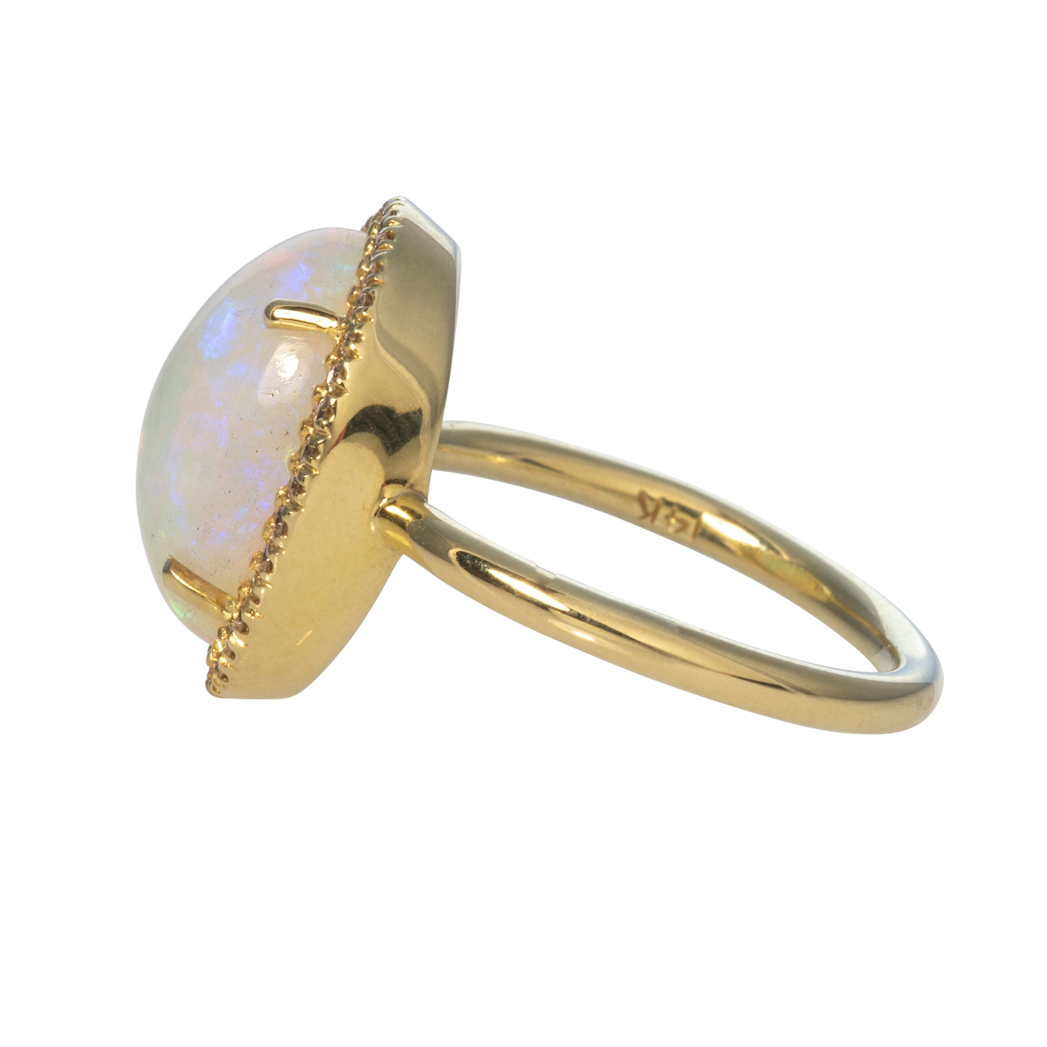 Mazza Opal Doublet & Diamond Halo 14K Gold Ring