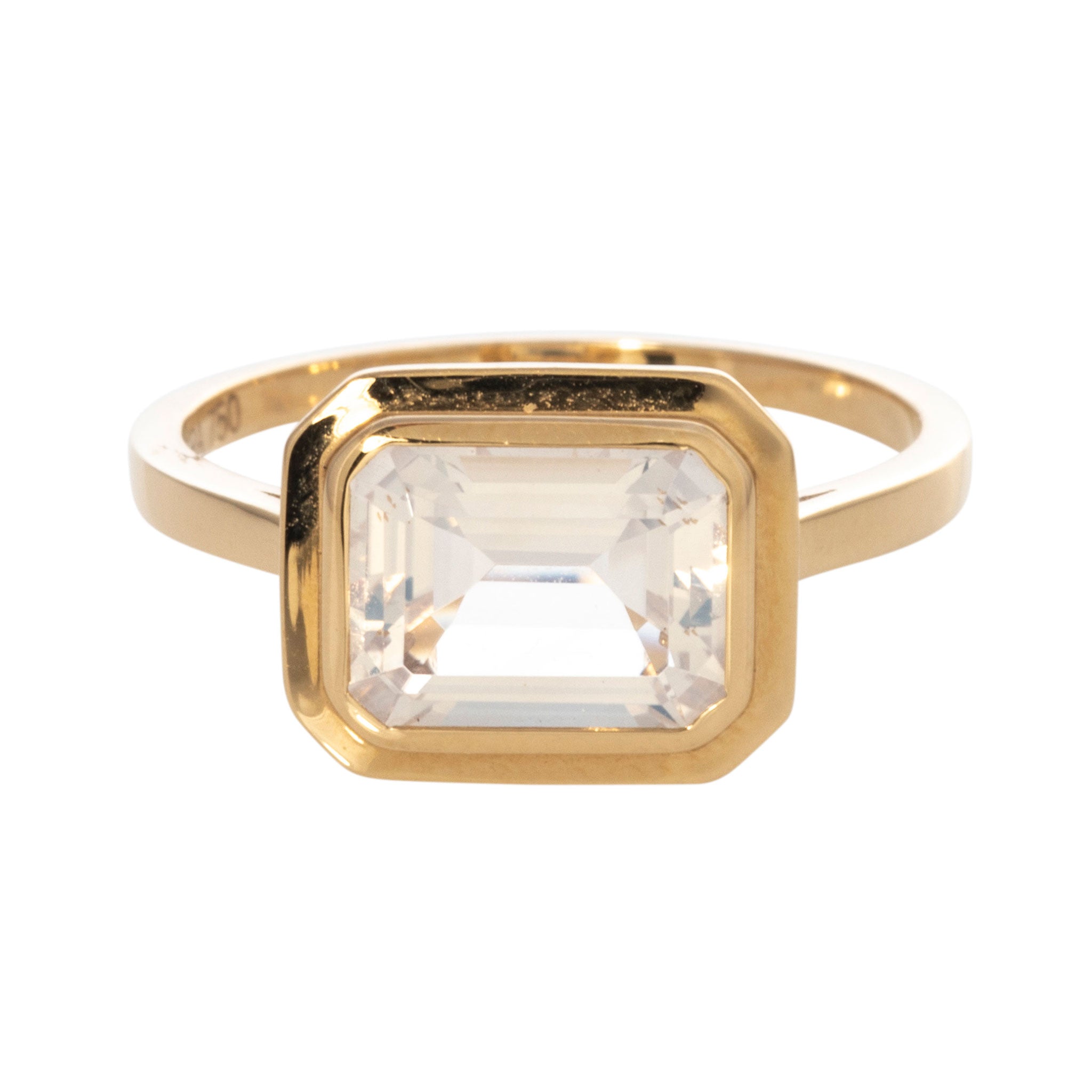 Goshwara Emerald-Cut Moon Quartz Bezel Set 18K Gold Ring