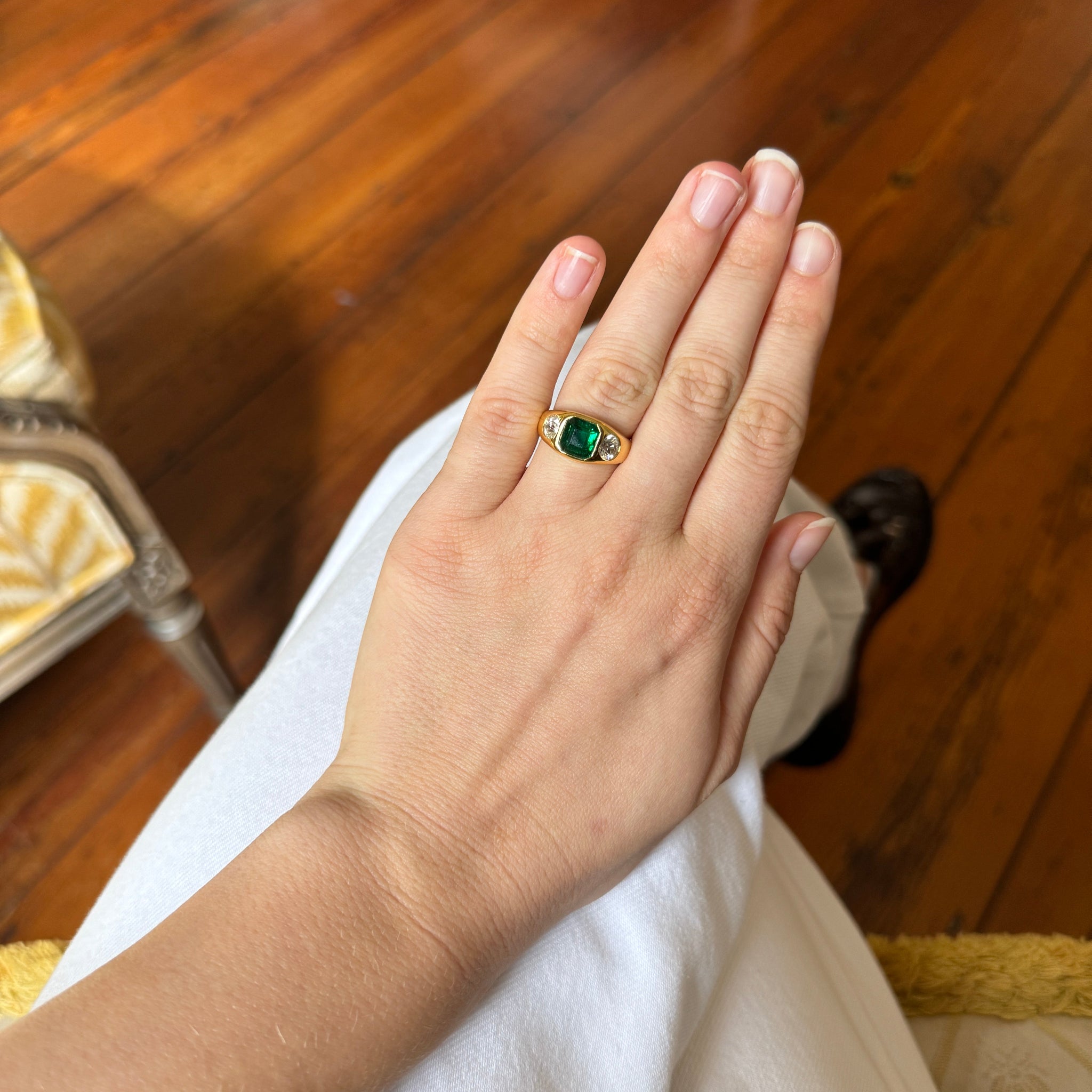 Emerald & Diamond 18K Yellow Gold Dome Ring