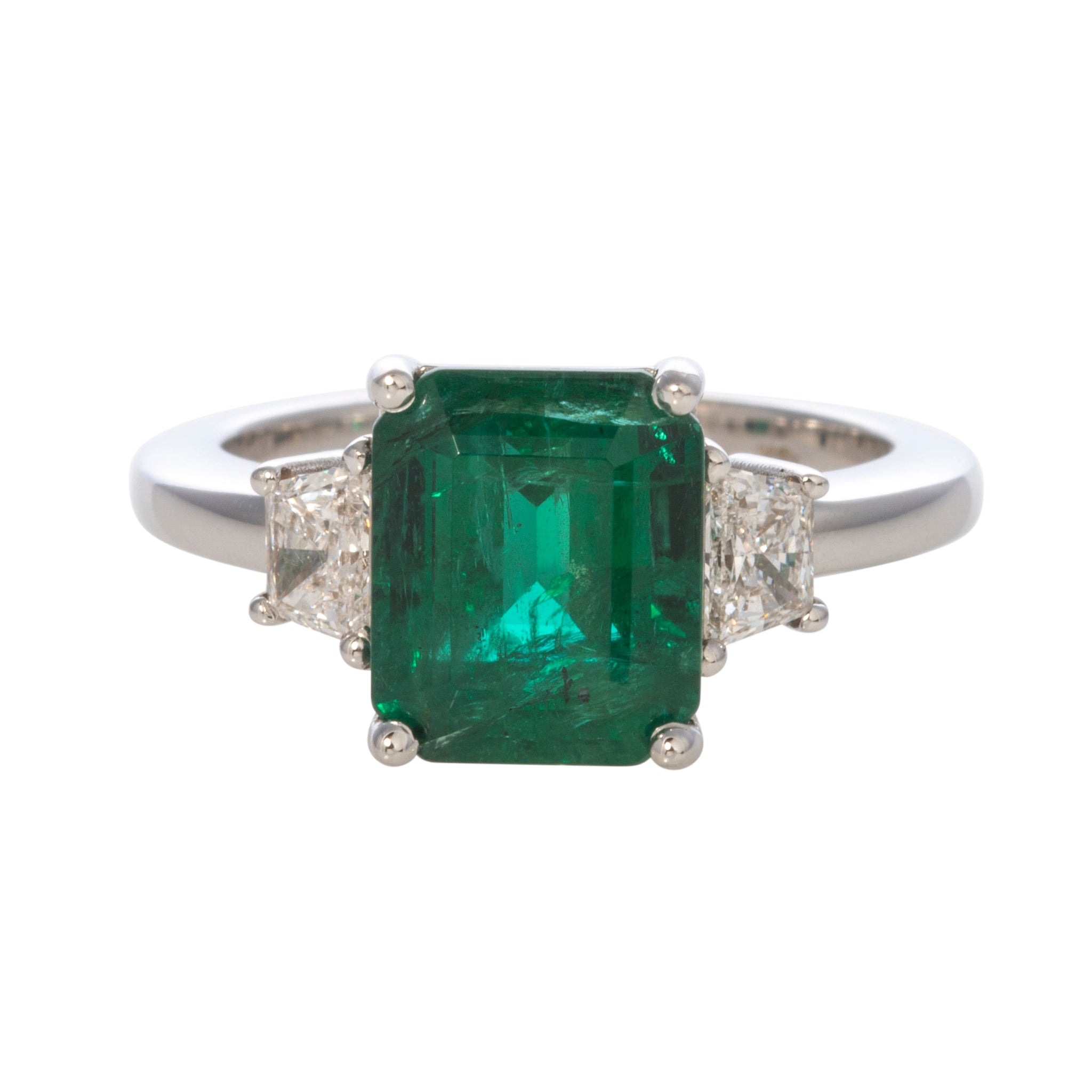 3.39ct Emerald & Diamond White Gold Ring