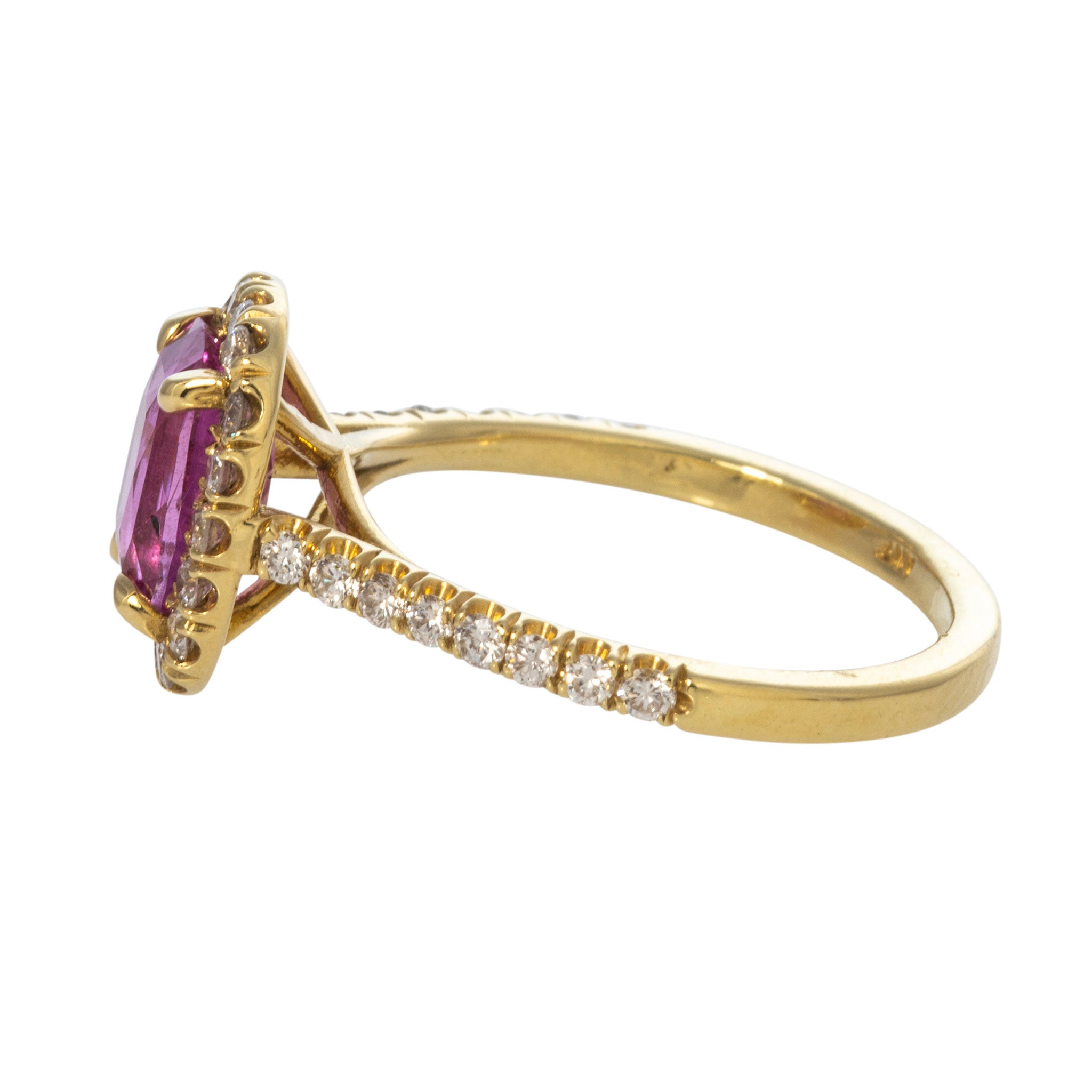 2.10ctw Pink Sapphire & Diamond Pavé 18K Yellow Gold Ring