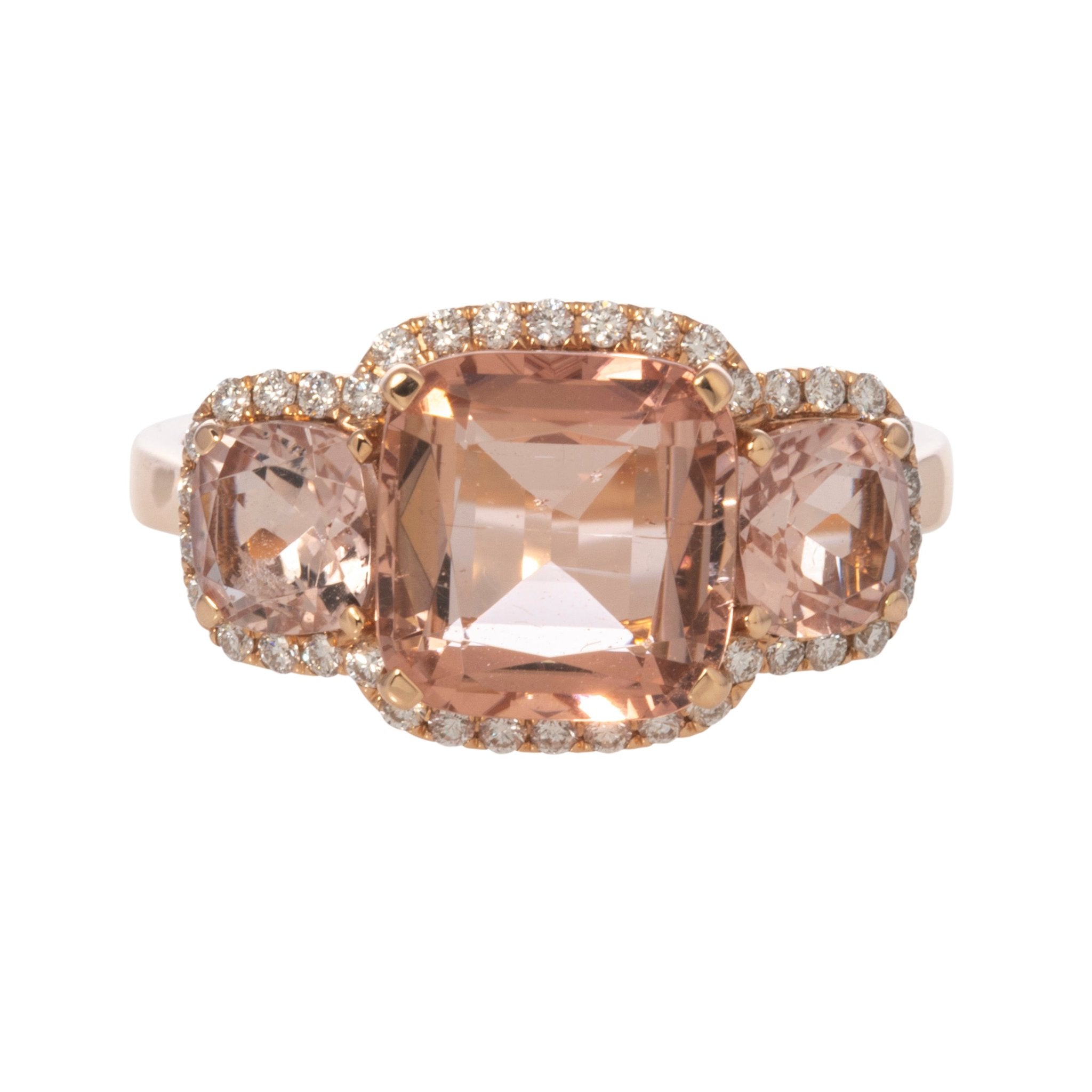 Goshwara 3 Stone Pink Tourmaline & Diamond 18K Rose Gold Ring