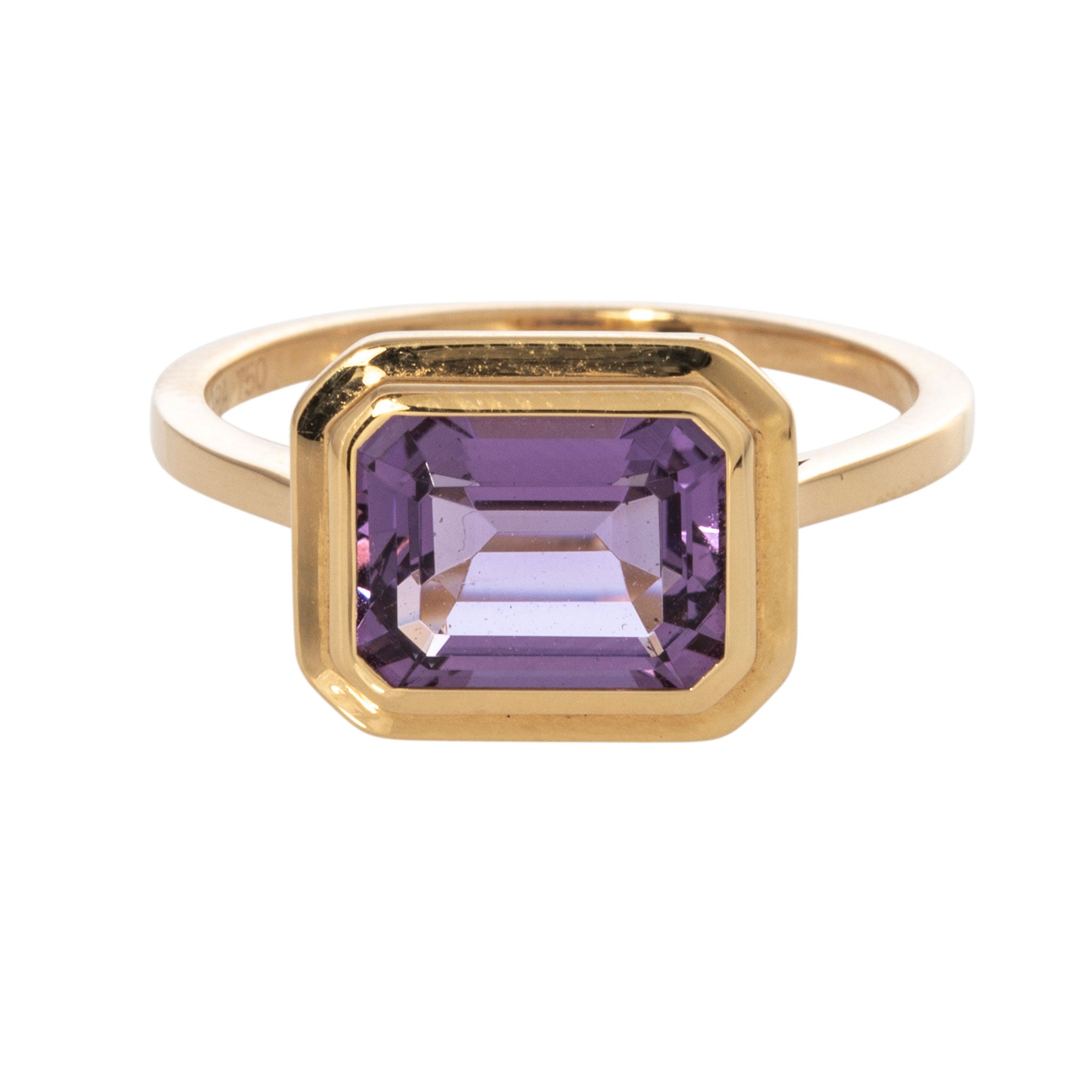 Goshwara Emerald-Cut Amethyst Bezel Set 18K Gold Ring